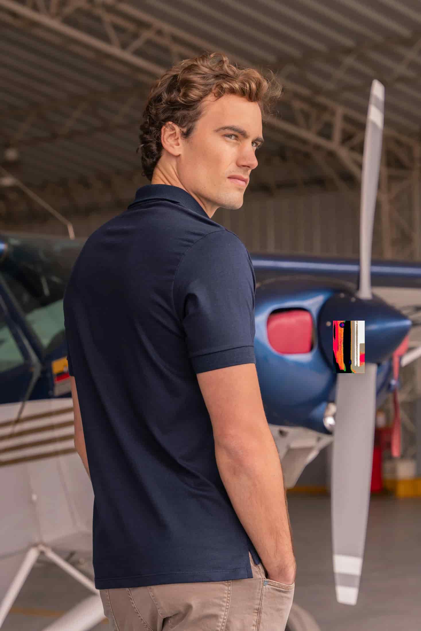 Camiseta Polo Basic Hombre Azul Oscuro - miniatura 5