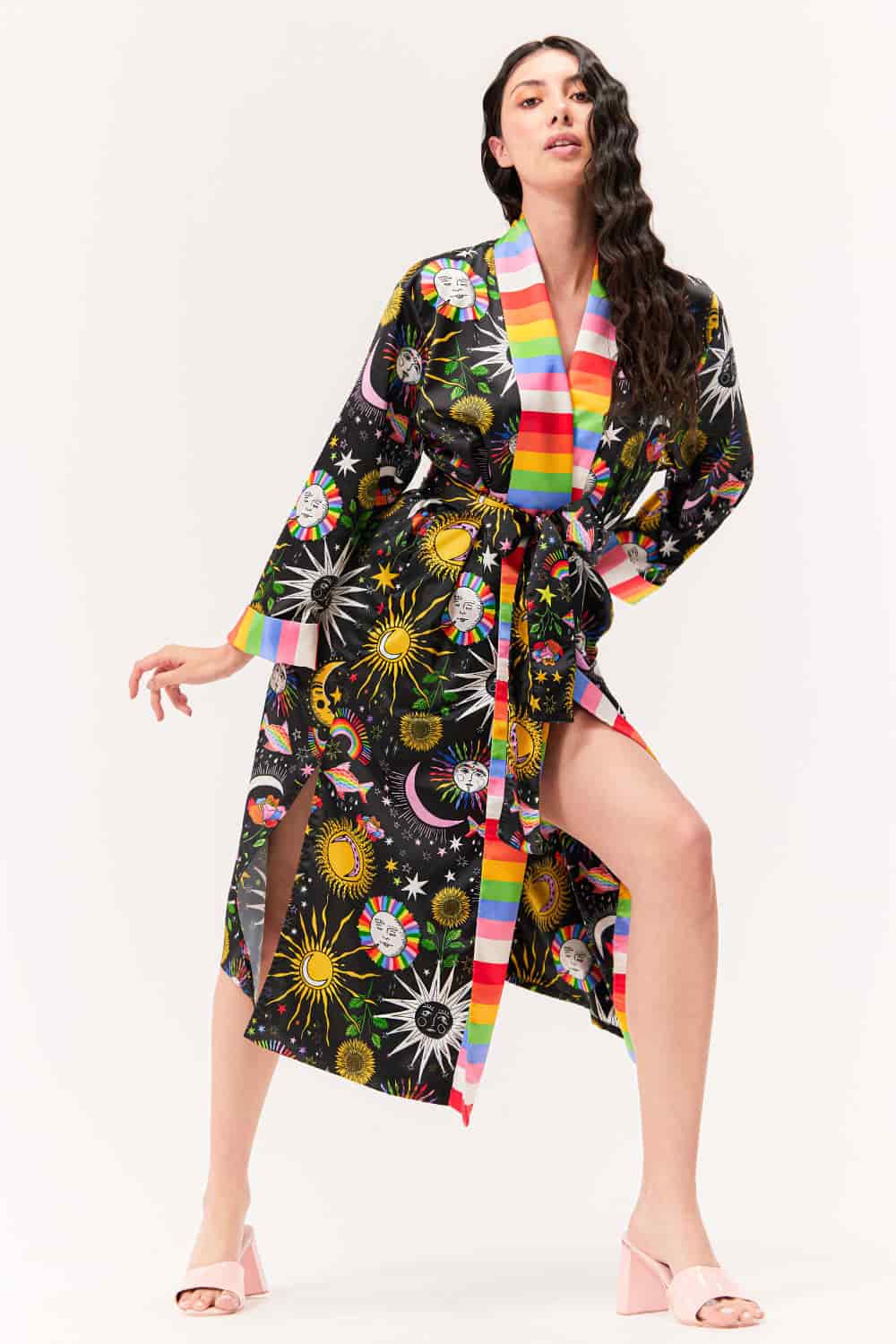 Bata-Kimono Unisex / Estampado Madre Luna, Padre Sol Negra - miniatura 2
