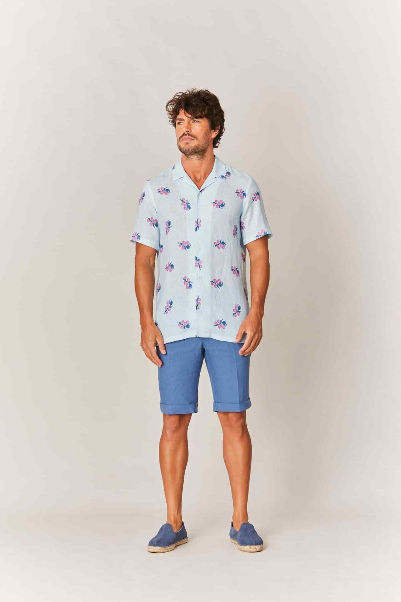 Men's linen shirt pink arezzo - miniatura 3