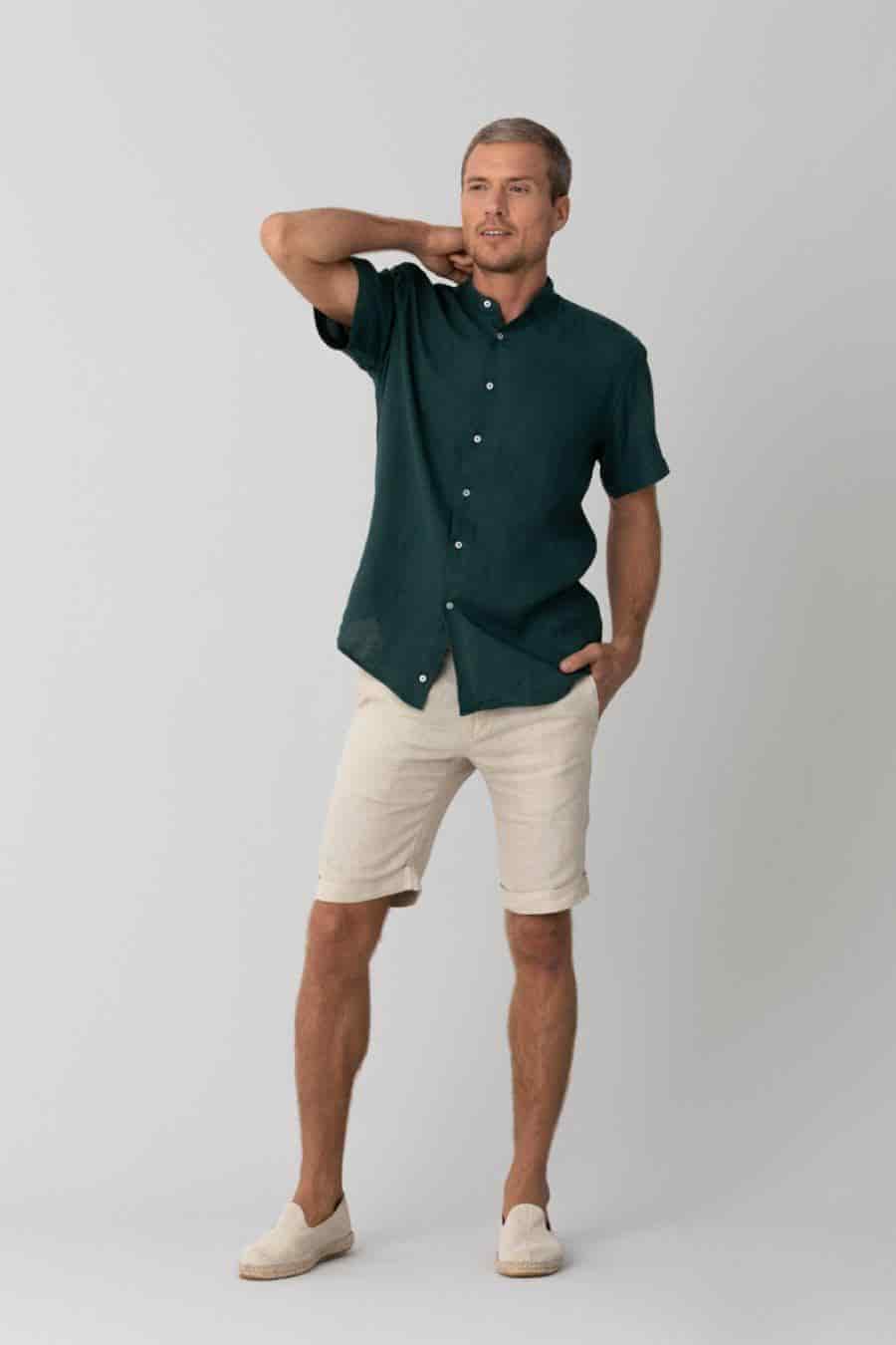 men’s linen shirt mao rosin basic - miniatura 5