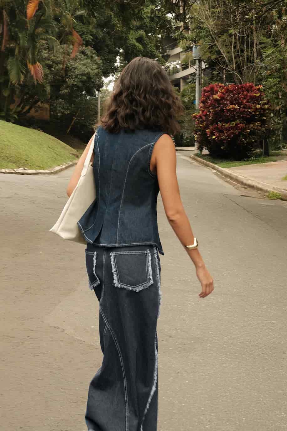 Falda Maxi Borders | Denim Oscuro - miniatura 3