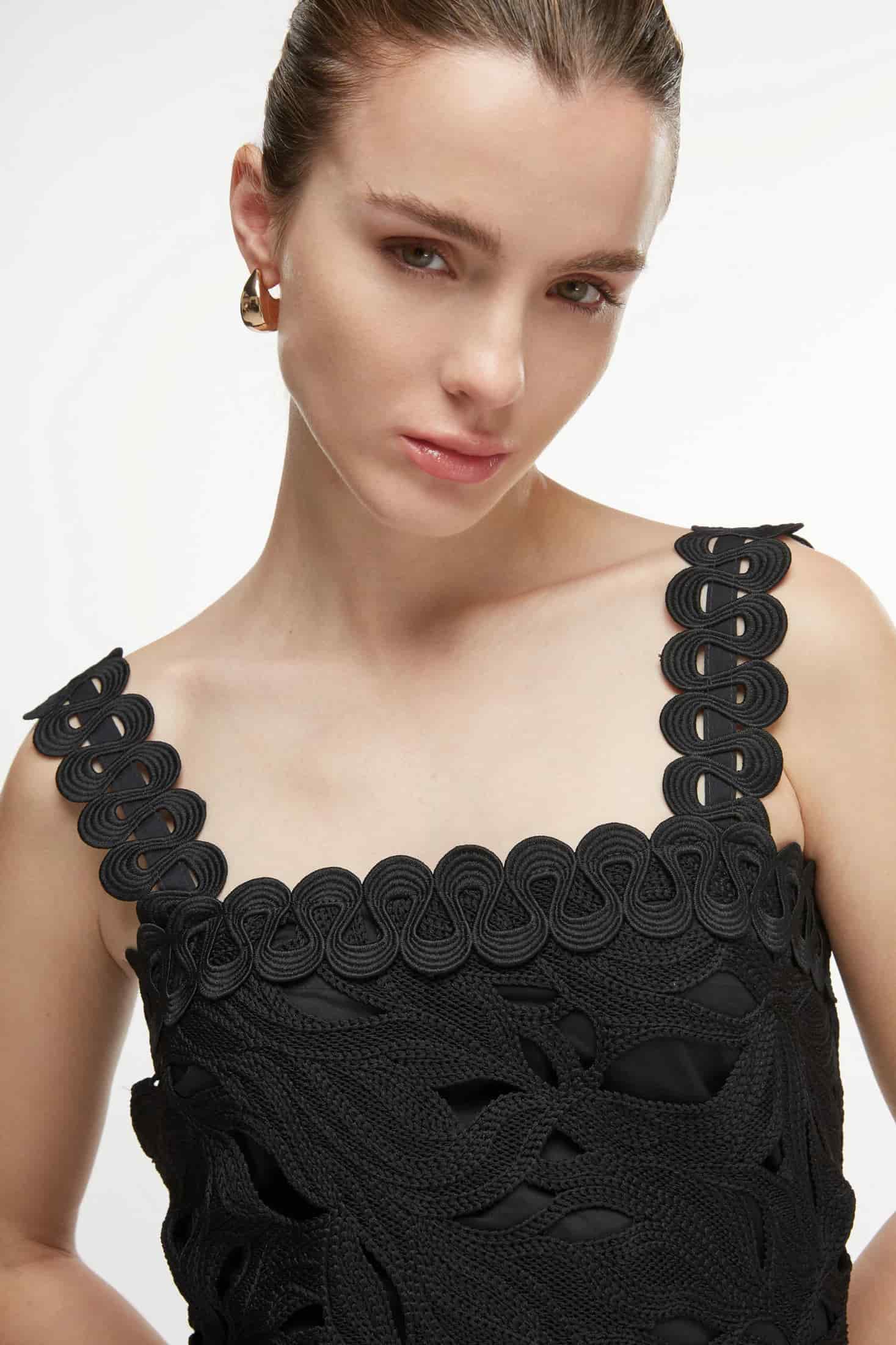 CREPUSCULO MIDI DRESS BLACK - miniatura 1