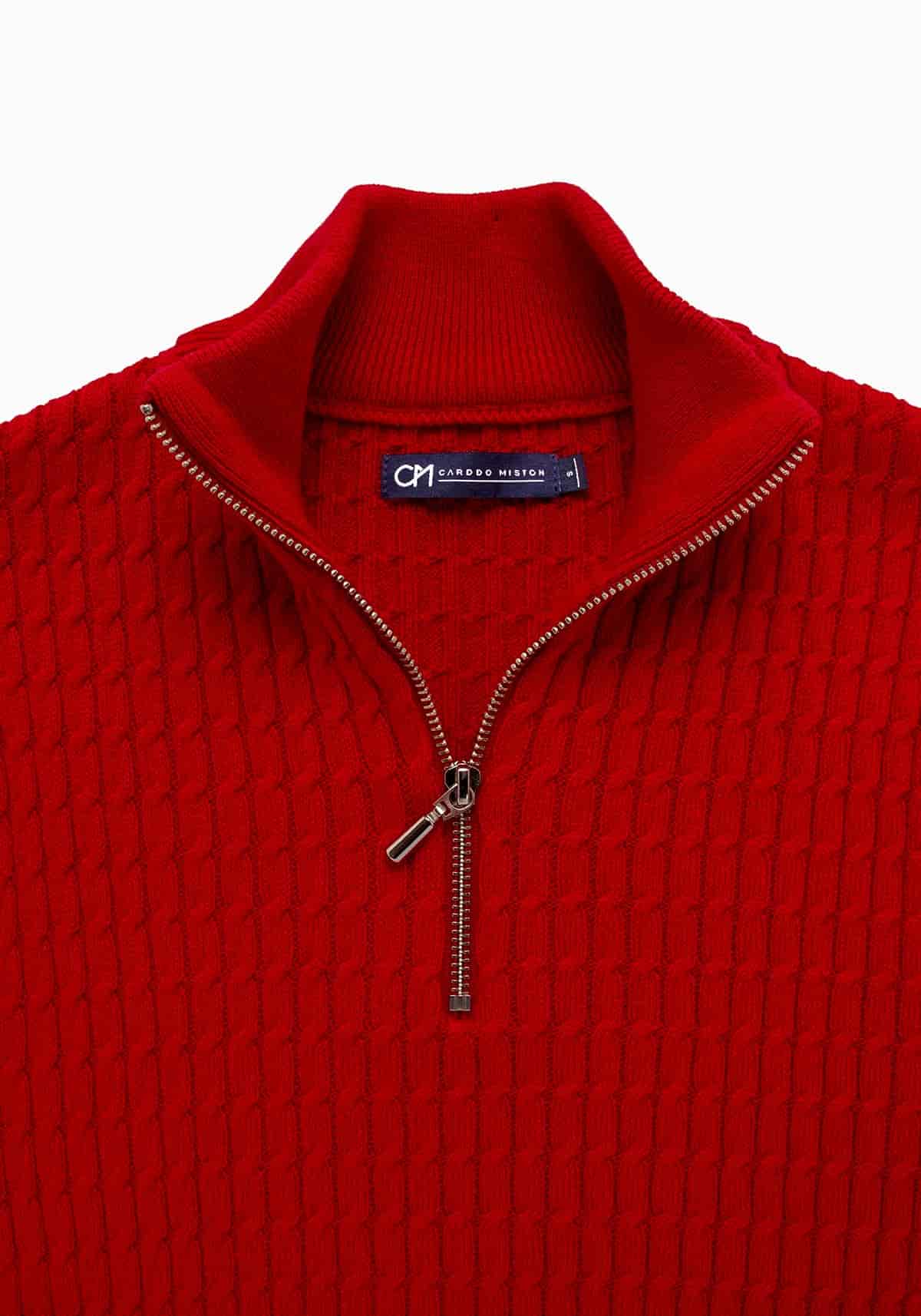 Saco Trenzado Half Zip Algodón Vino - miniatura 2