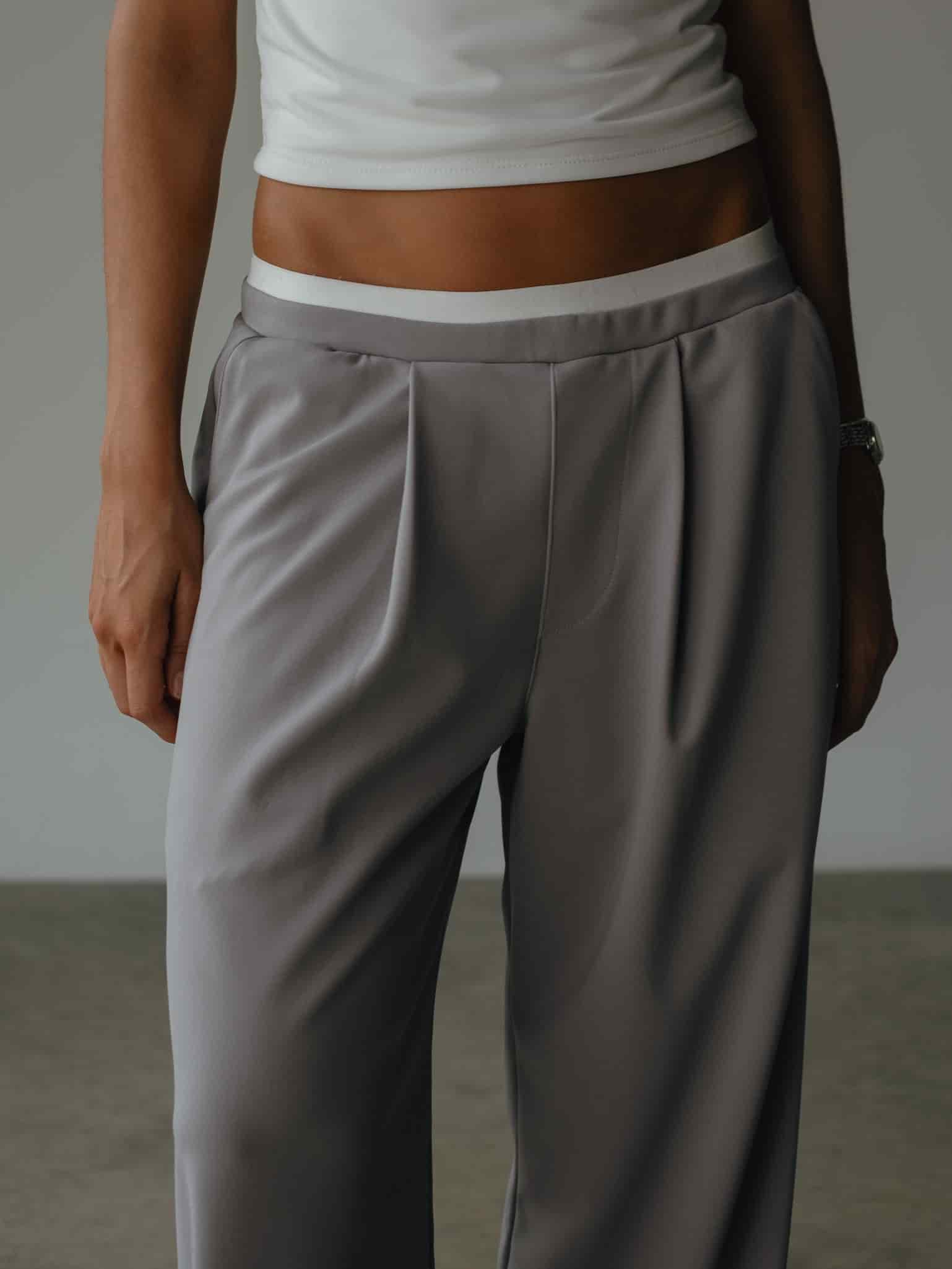 WIDE LEG BAND PANT - LIGHT GRAY - miniatura 4