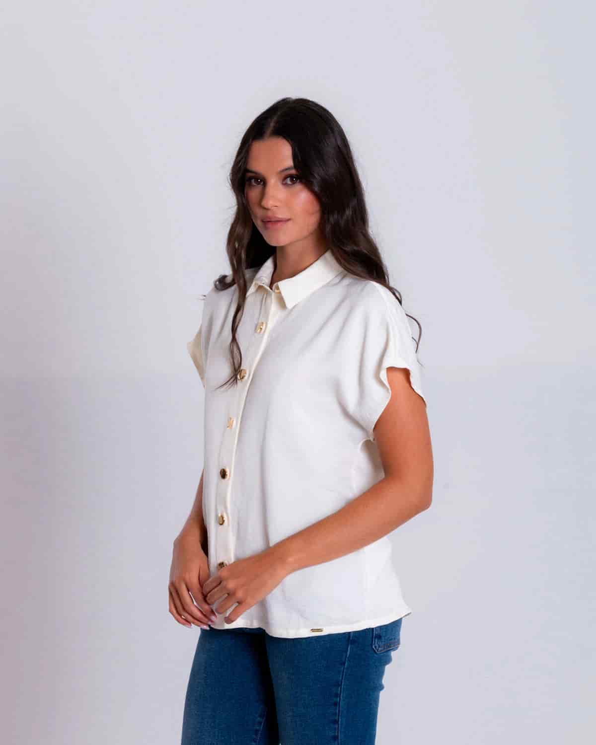 Camisa ivory manga corta para mujer - miniatura 2