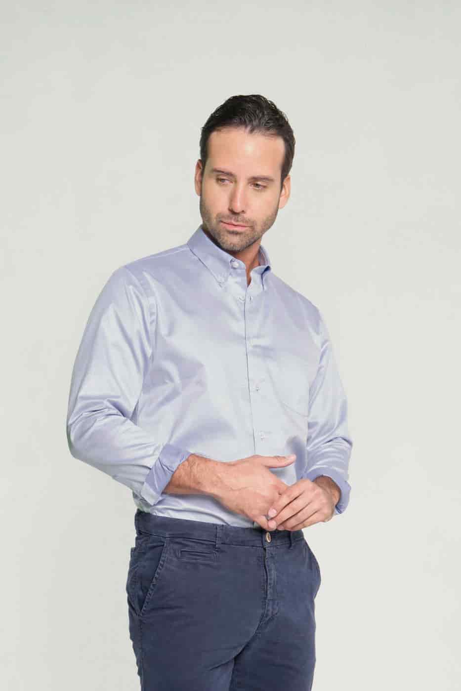 Camisa Classic Bd Algodón Lila Claro - miniatura 1