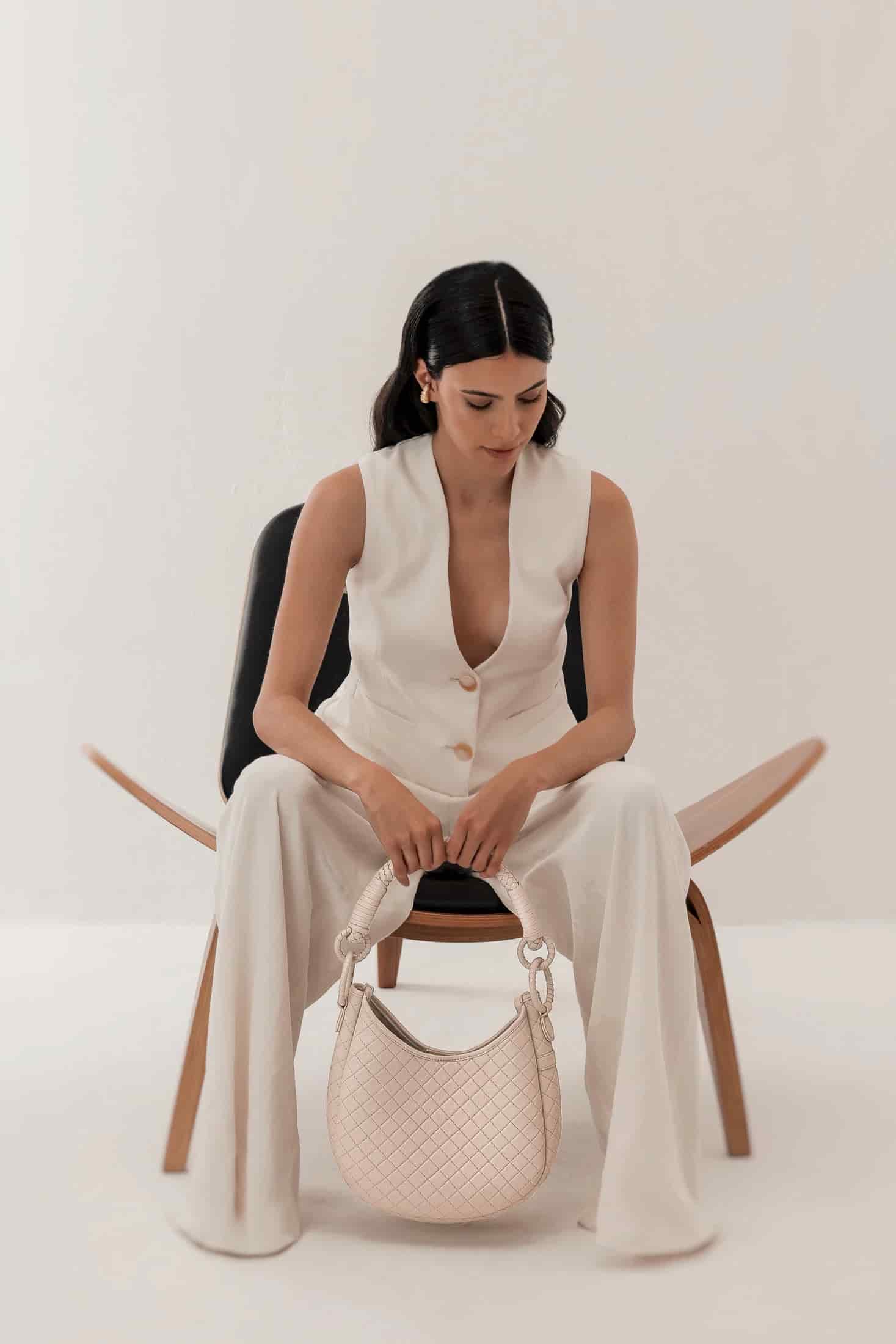 Saddle Shoulder Bag, Beige - miniatura 12