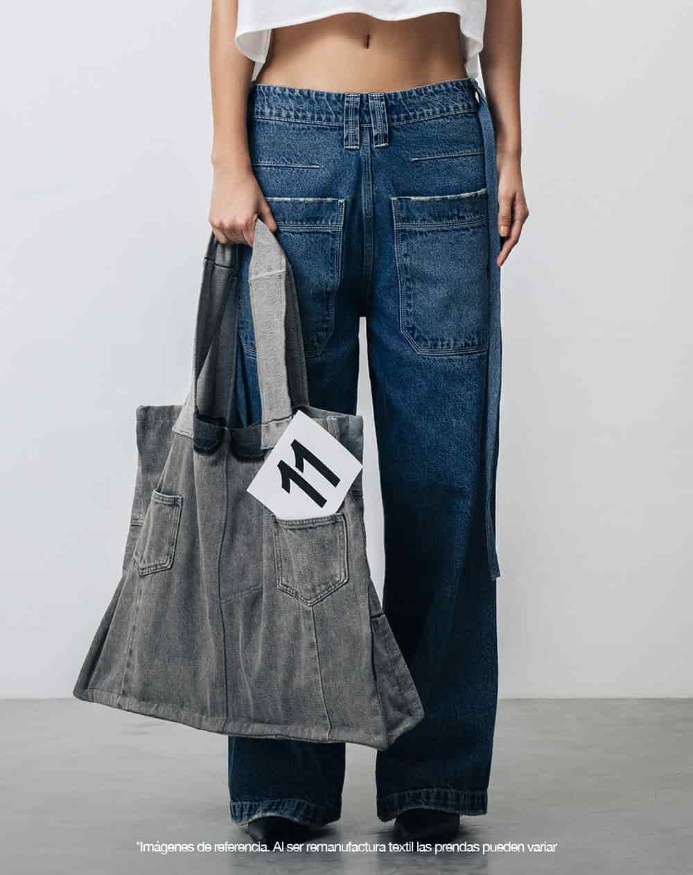 Tote bag denim maxi remanufacturado Gef x Alejandro Crocker mujer - miniatura 7