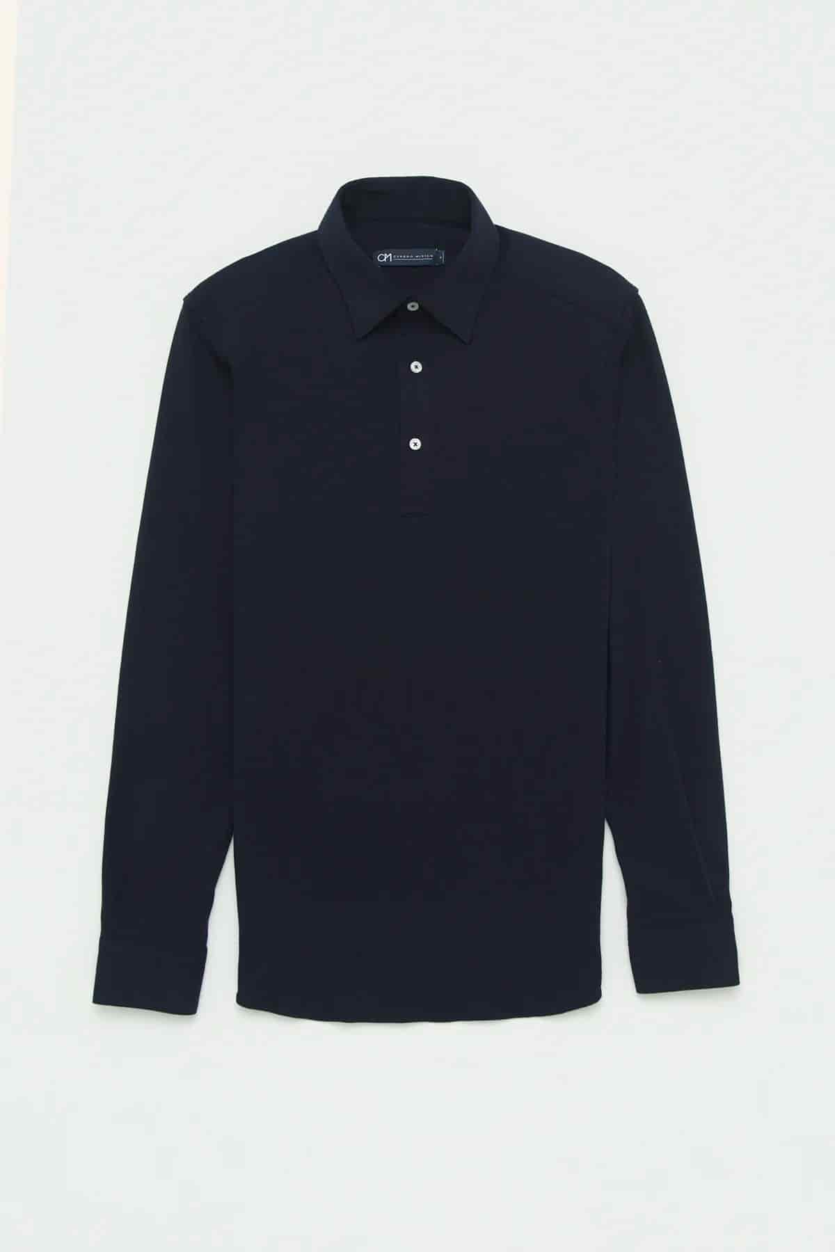 Camisa Piqué Polera Algodón Azul Oscuro - miniatura 1