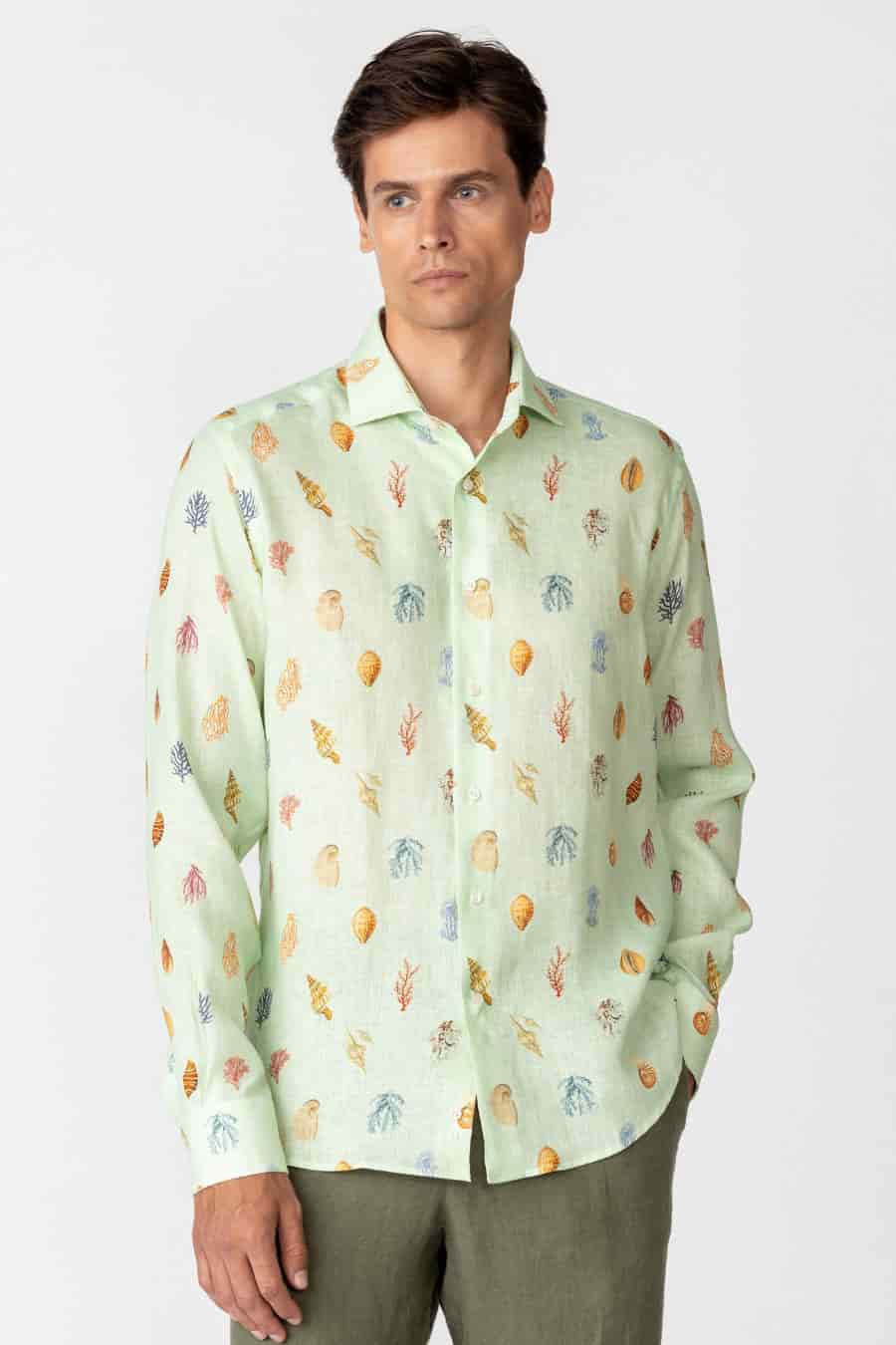 Men's linen shirt sky blue albatros - miniatura 3