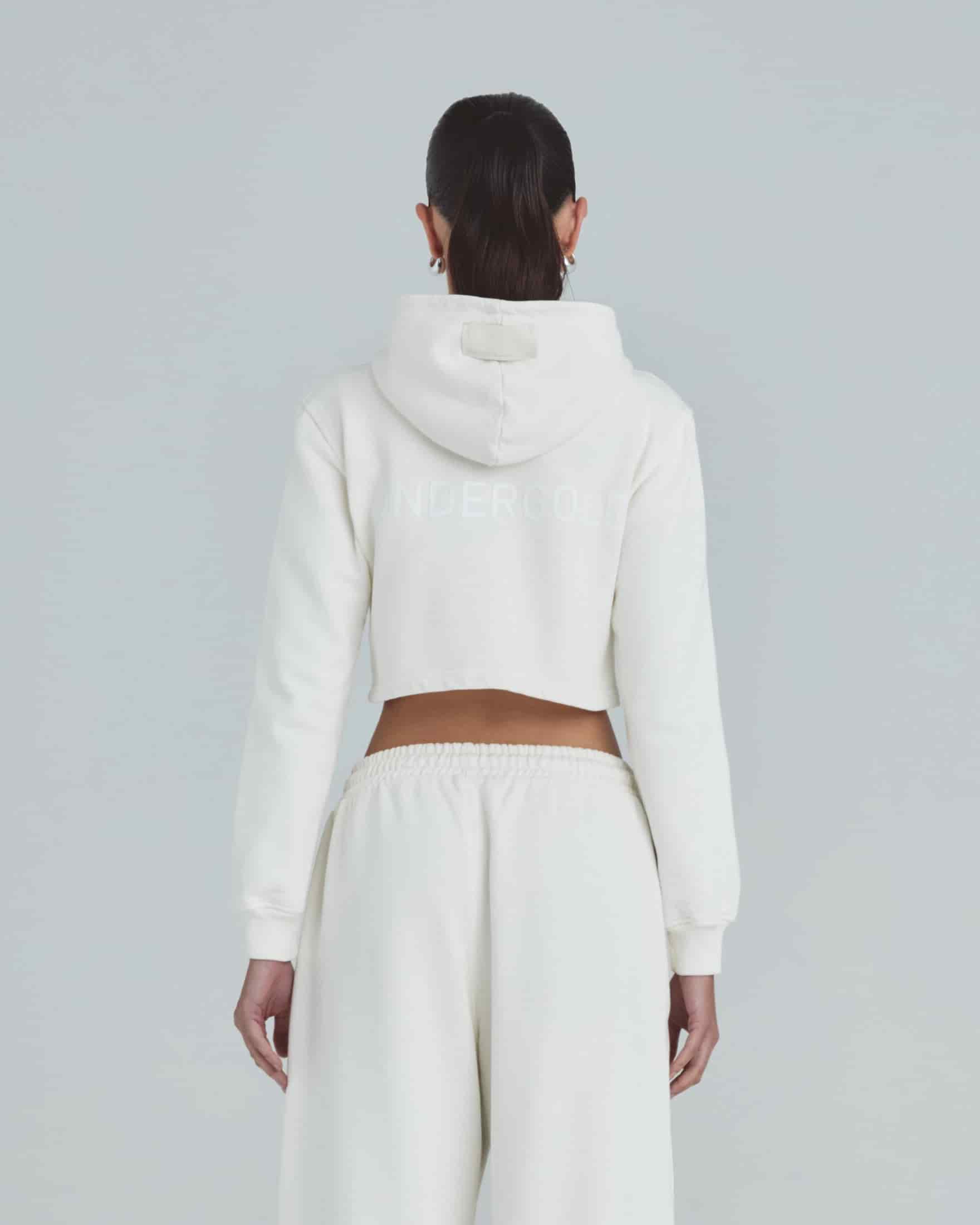 Line Basic Slim Fit Zip Up Cropped Hoodie White - miniatura 7