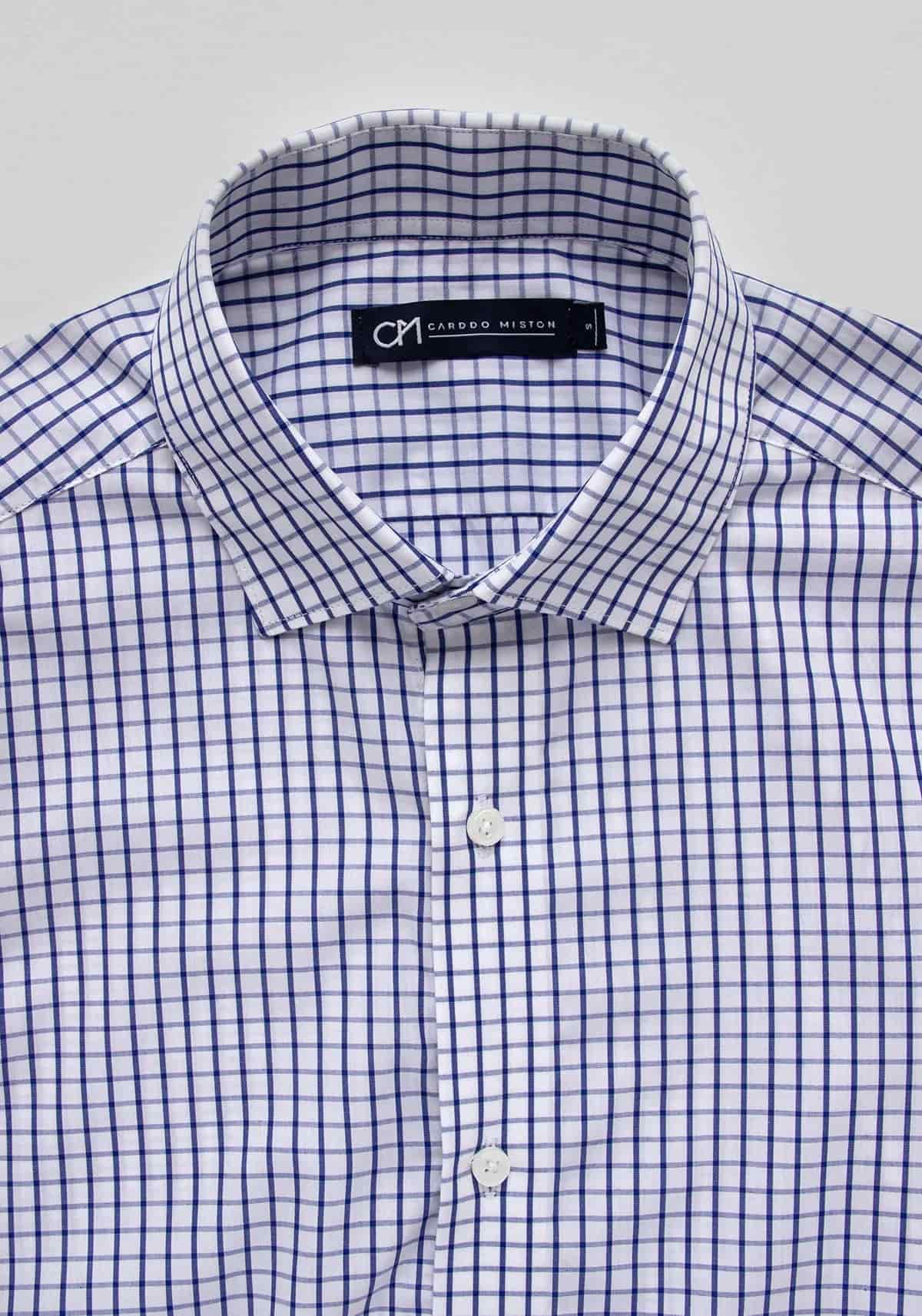 Camisa Popelín Cuadro Ventana Algodón Azul Tinta - miniatura 2