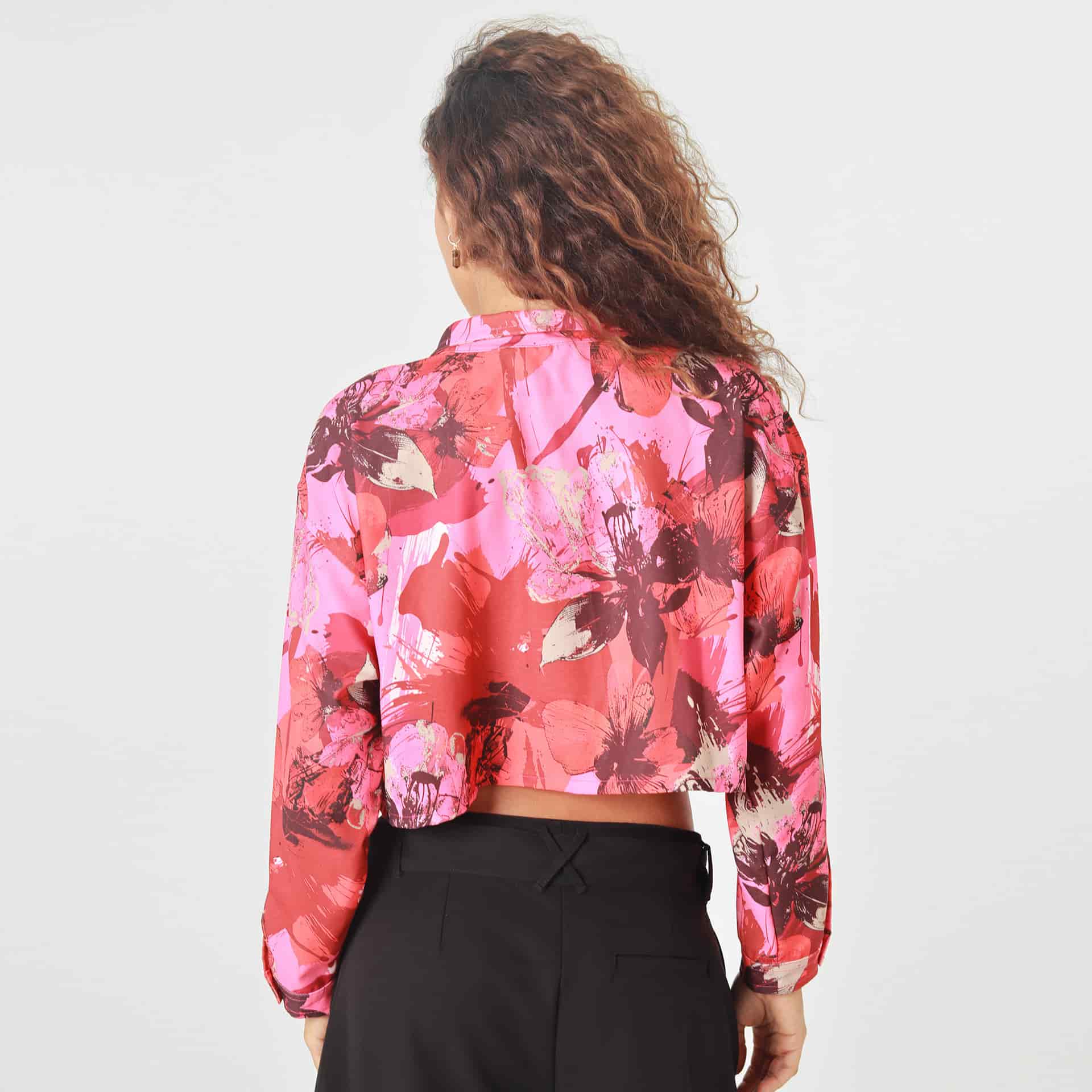 Blusa Crop Cuello Camisero Manga Larga - miniatura 5
