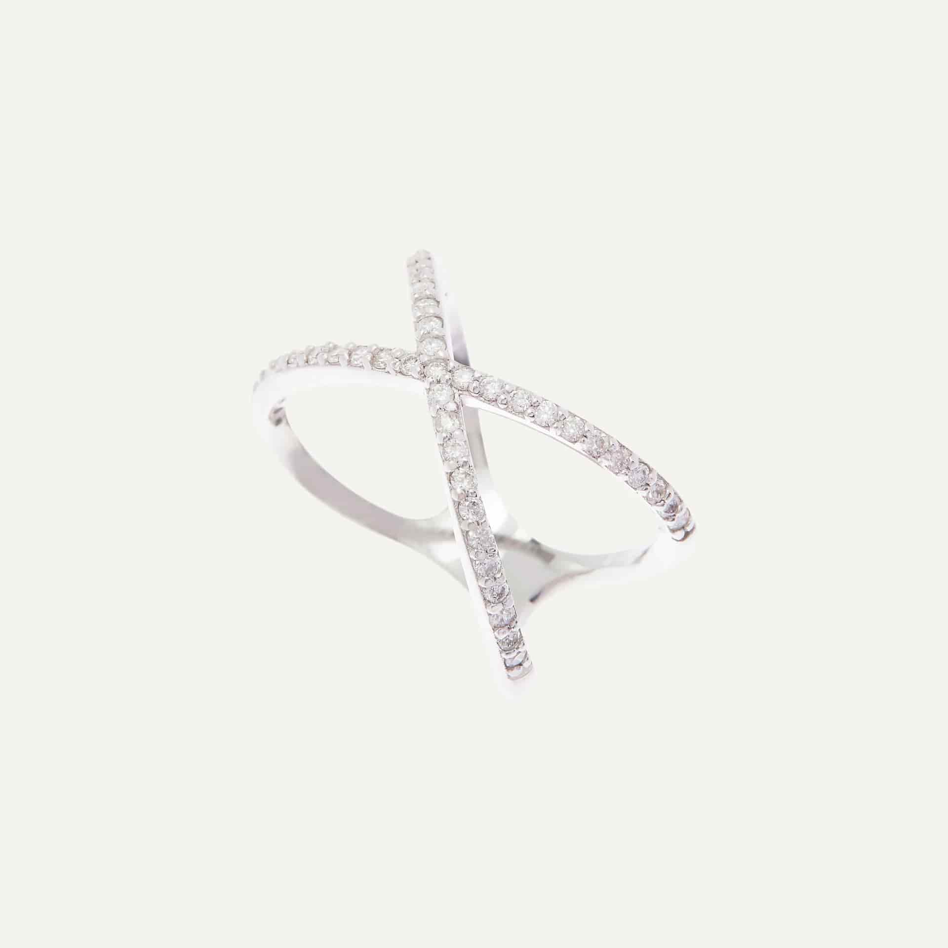 Anillo Big X diamantes - miniatura 3