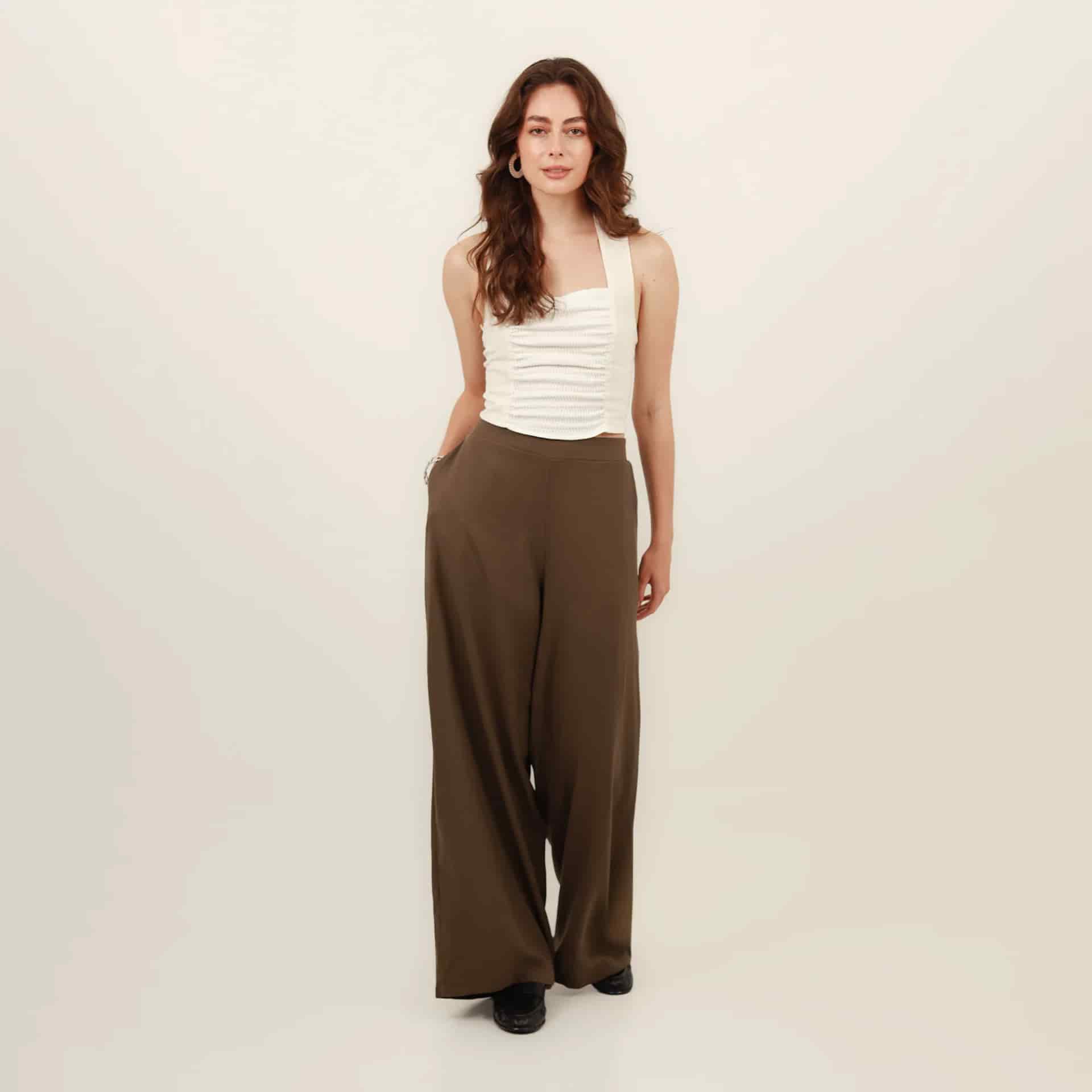 Pantalón palazzo bota ancha con elastico en cintura - miniatura 8