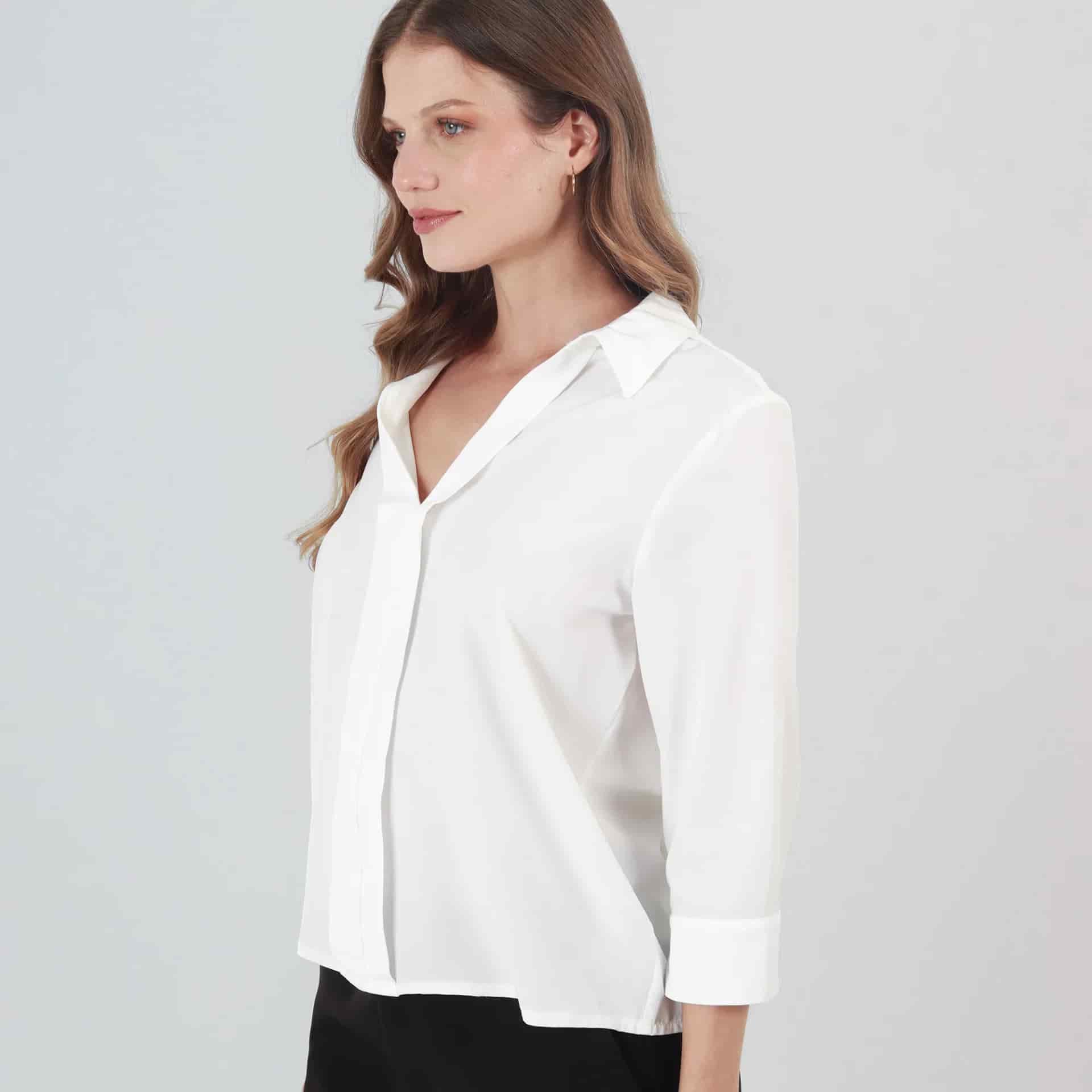Blusa Cuello Camisero Manga 3/Cuartos - miniatura 1