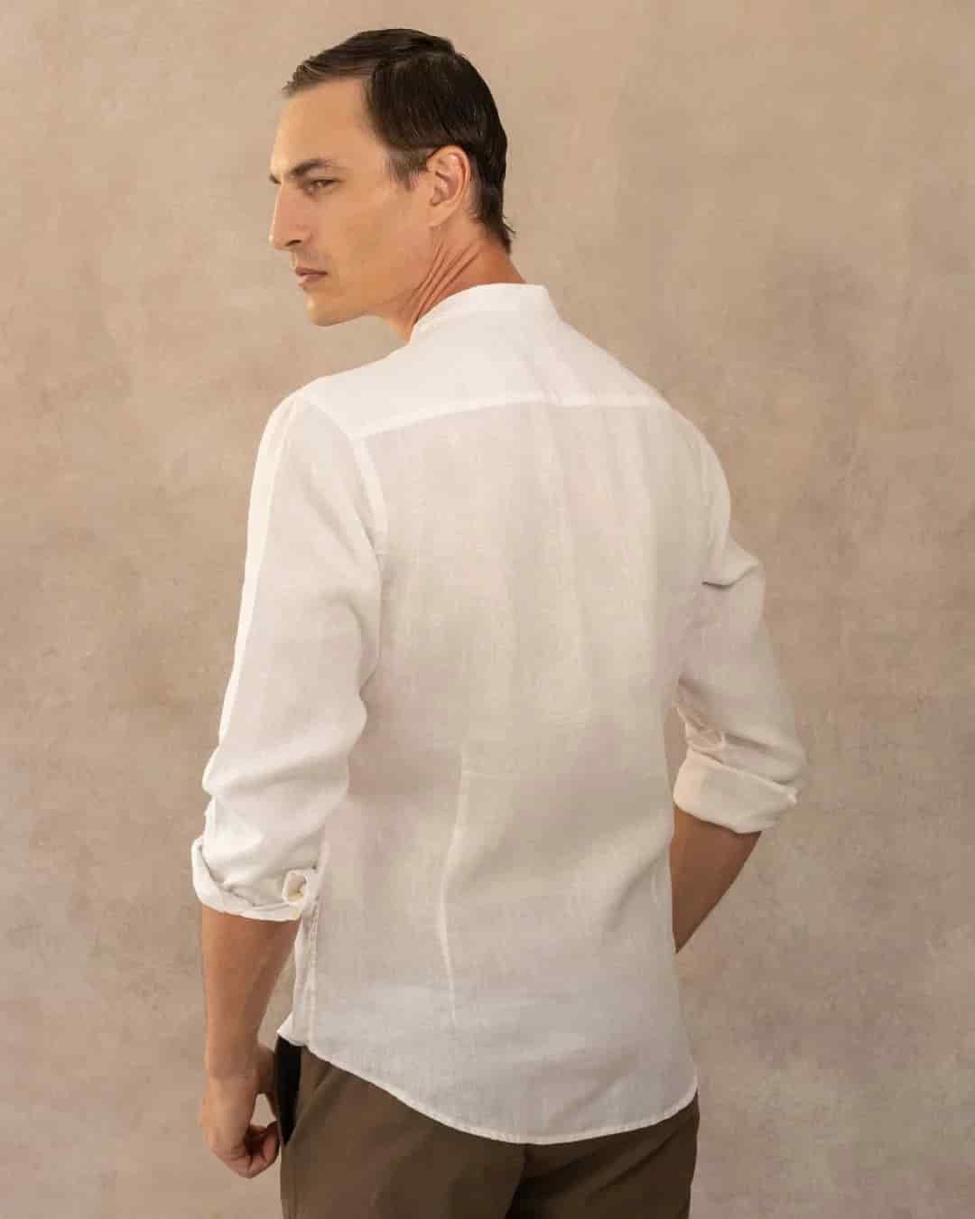 Camisa Lino Cuello Neru  Blanco - miniatura 4
