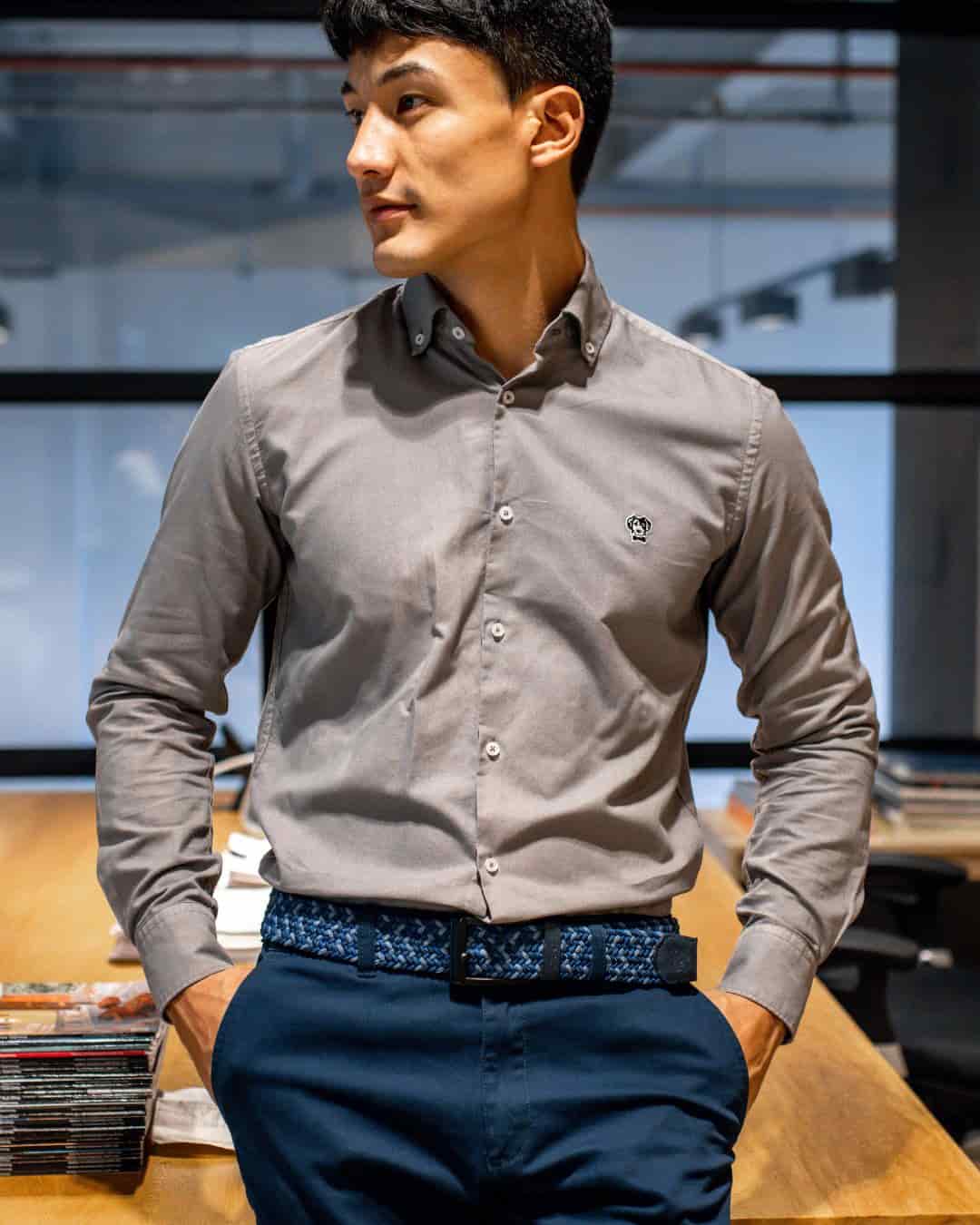 Camisa Antimanchas Oxford Gris - Talla Slim - miniatura 2