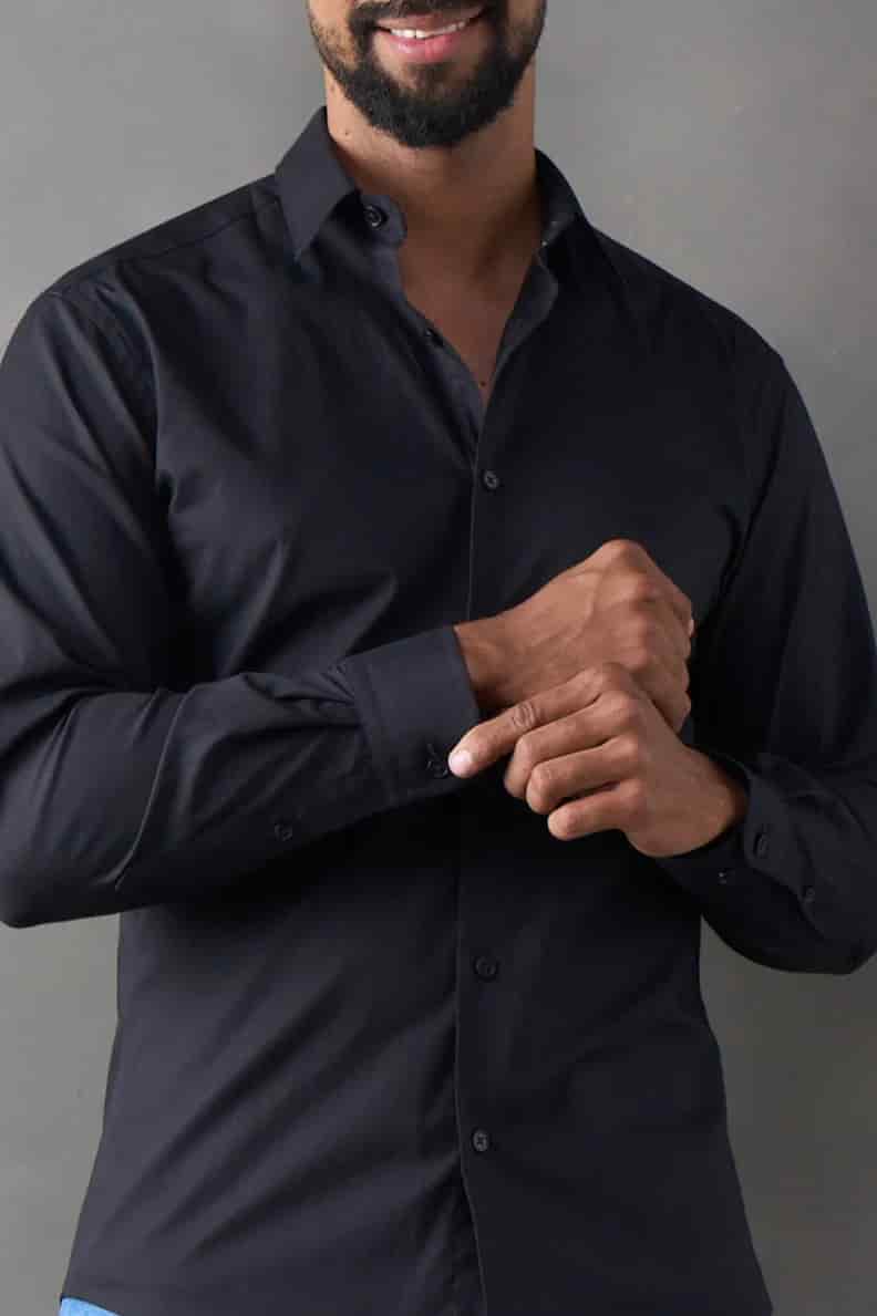 Camisa manga larga slim fit negro - miniatura 3