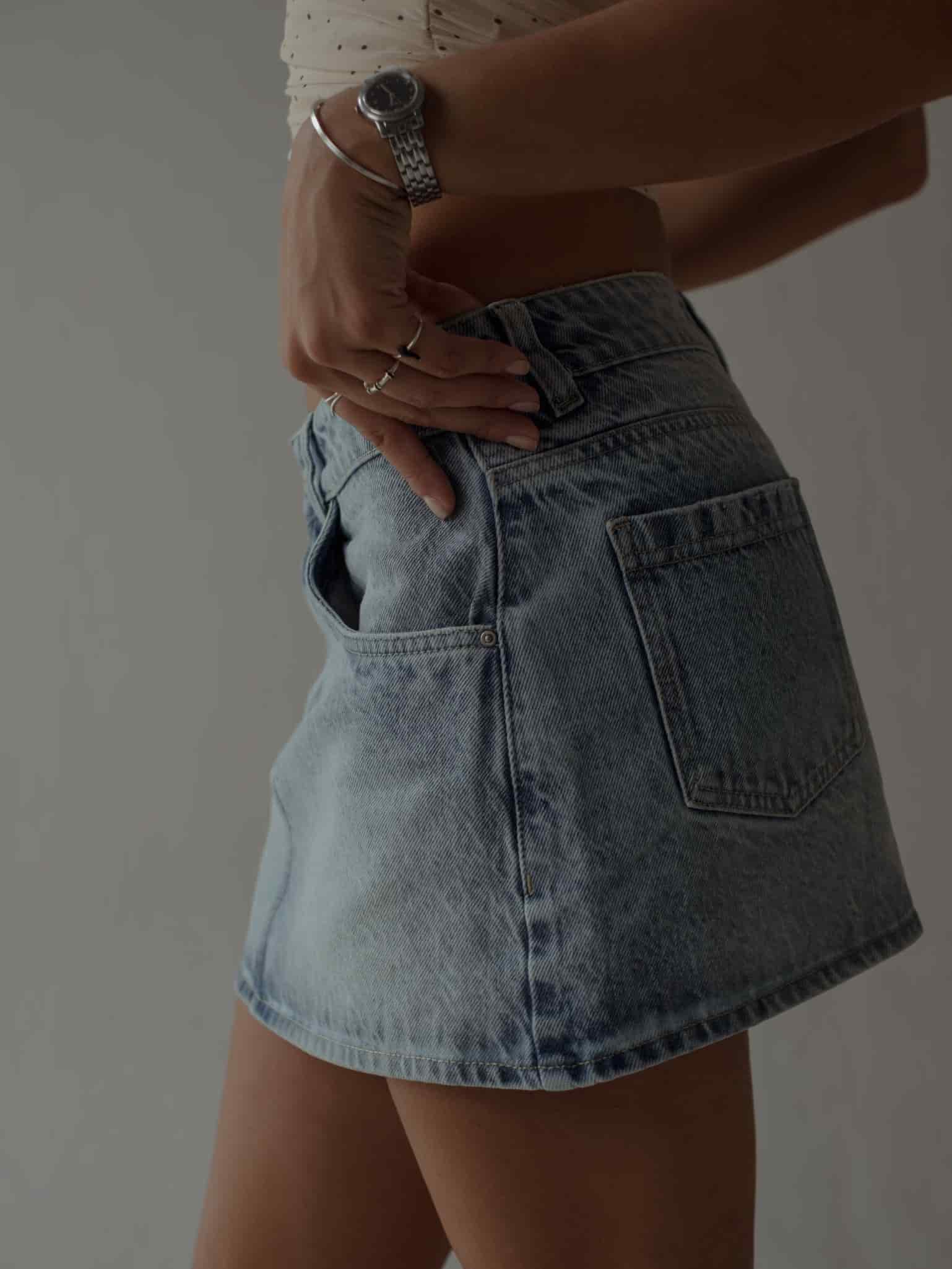 INDIGO MINI SKIRT - OLD LIGHT BLUE - miniatura 1