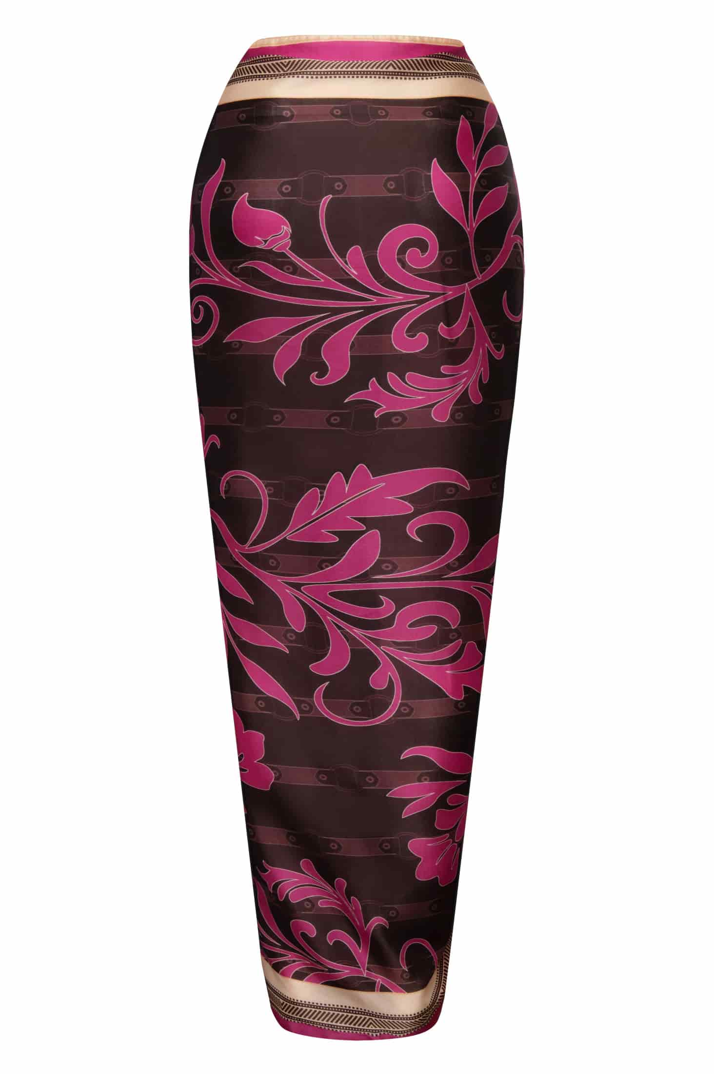 De La Falaise Cotton Silk Sarong / Fuchsia Flowers - miniatura 3