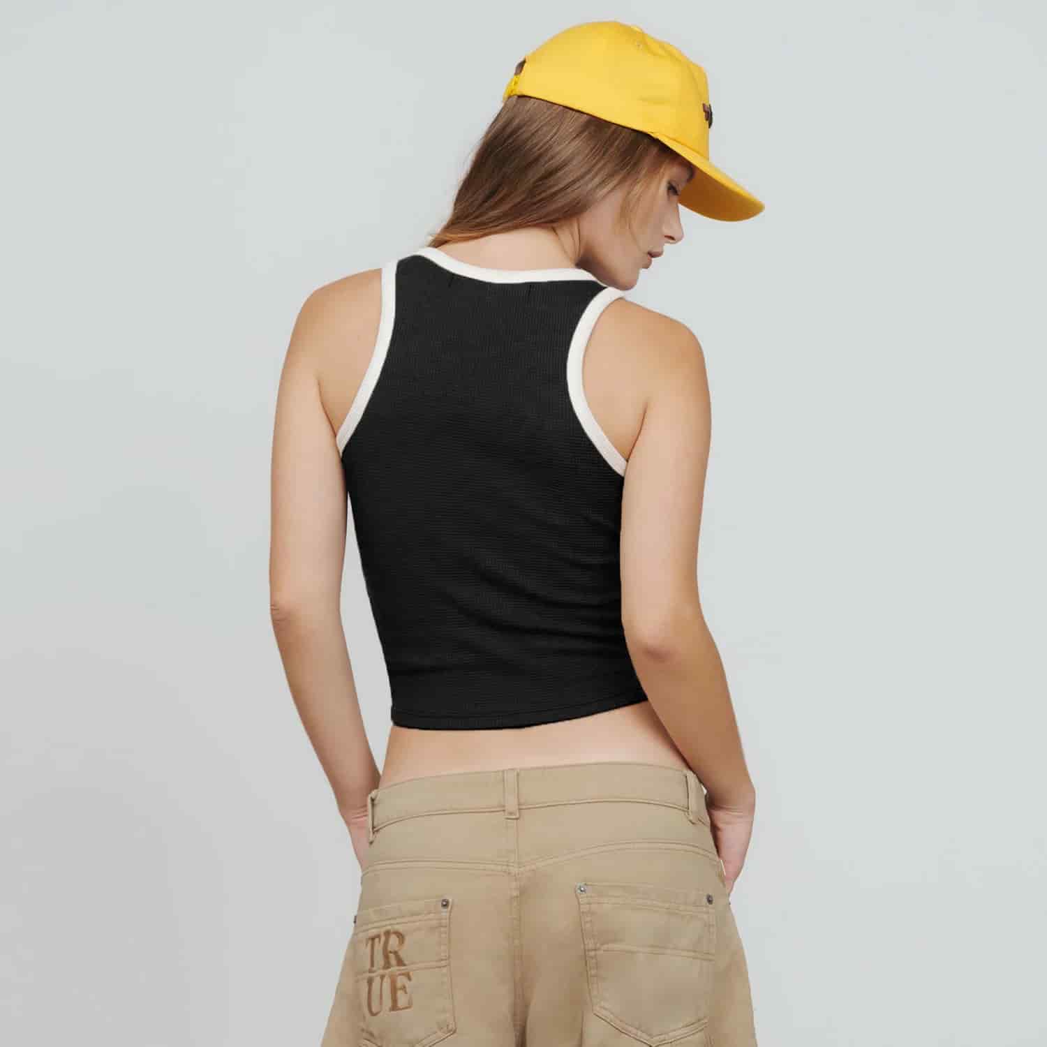 Textured Tank Top - Black - miniatura 3