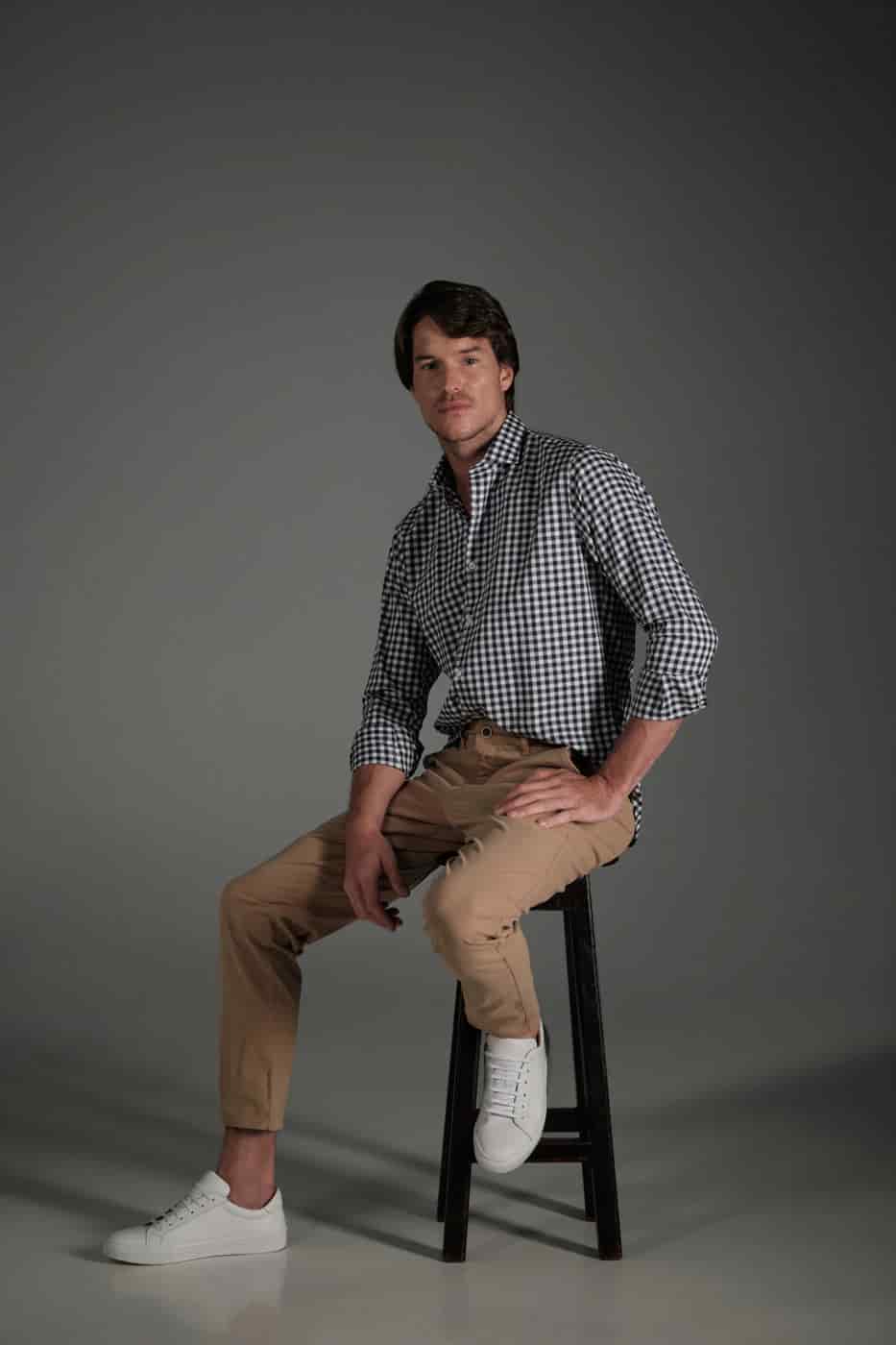 Camisa Classic Algodón Cuadros Azul Navy - miniatura 2