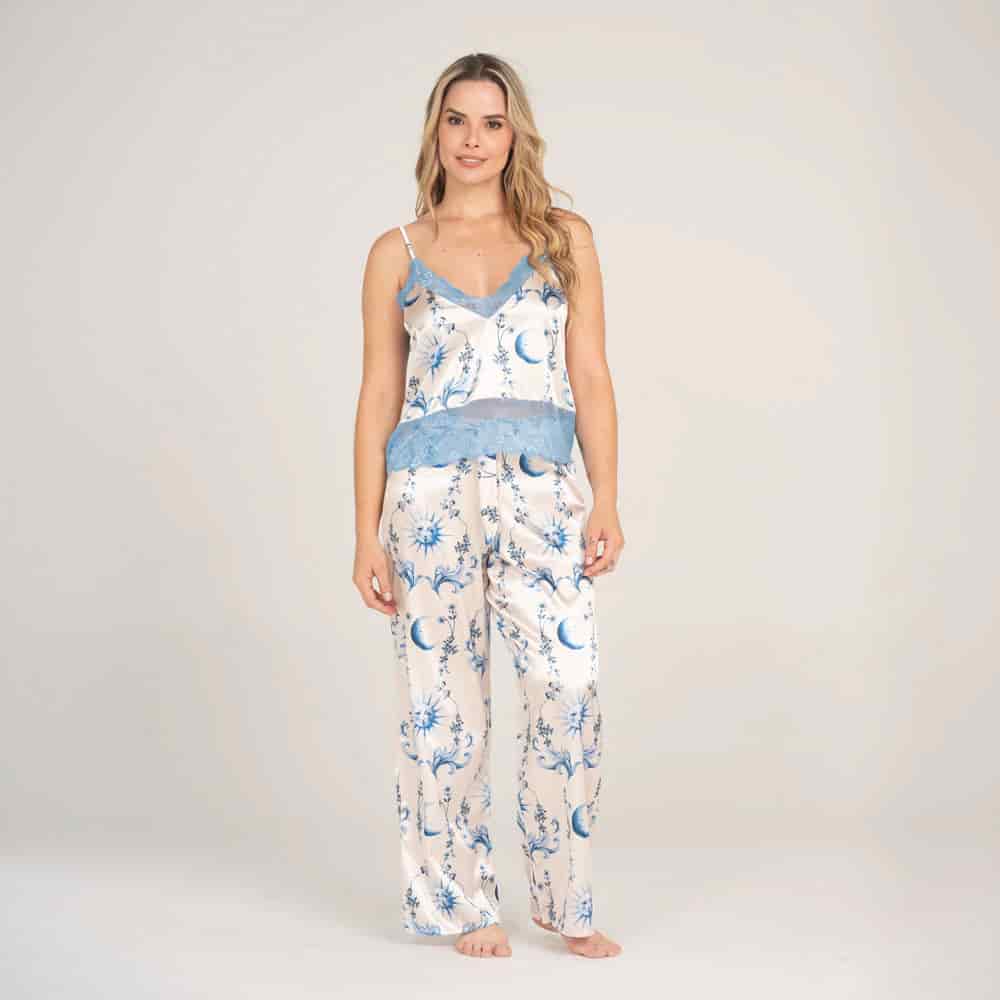Pantalón Satin Estampado Santorini. - miniatura 1