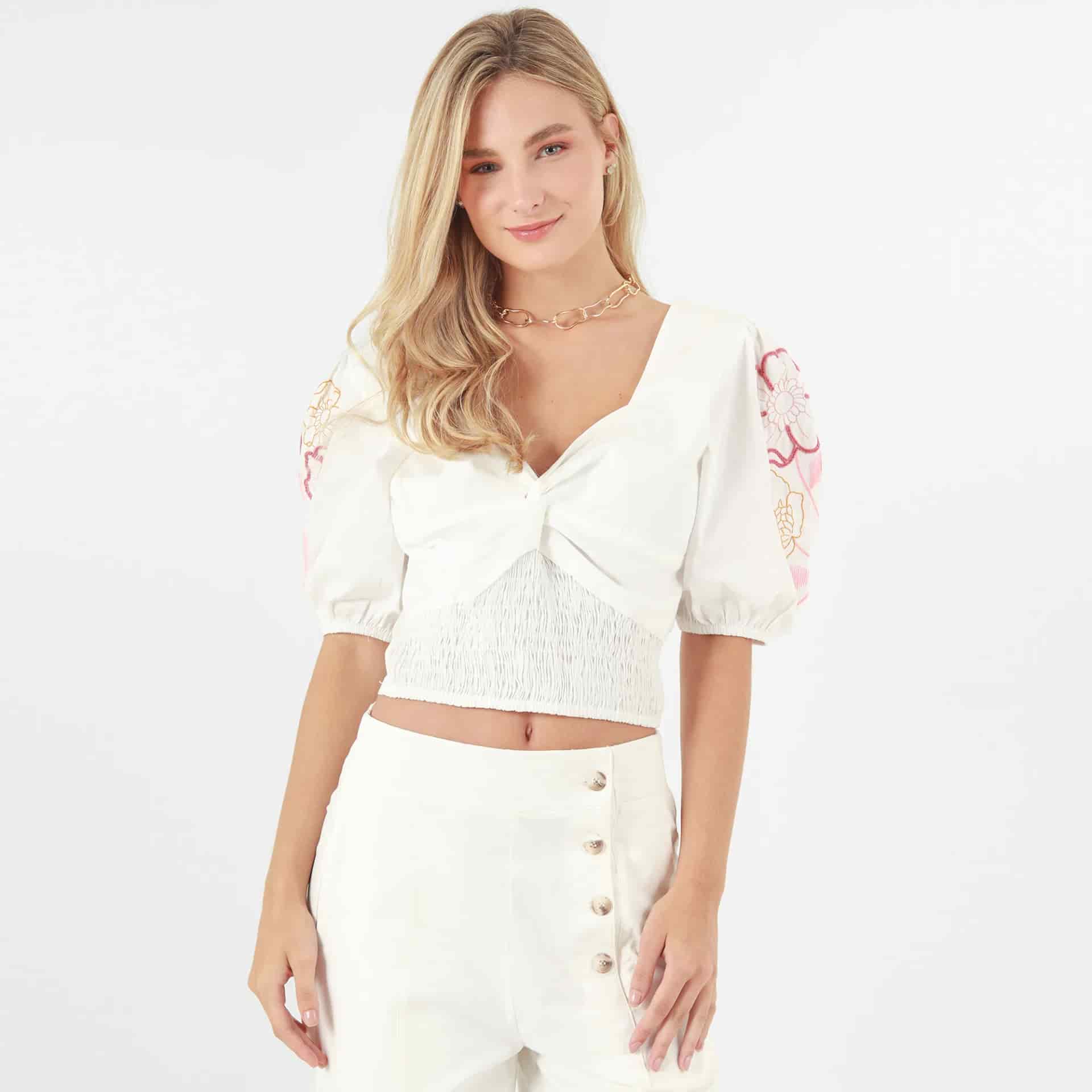 Blusa Cuello Corazon Manga 3cuartos - miniatura 3