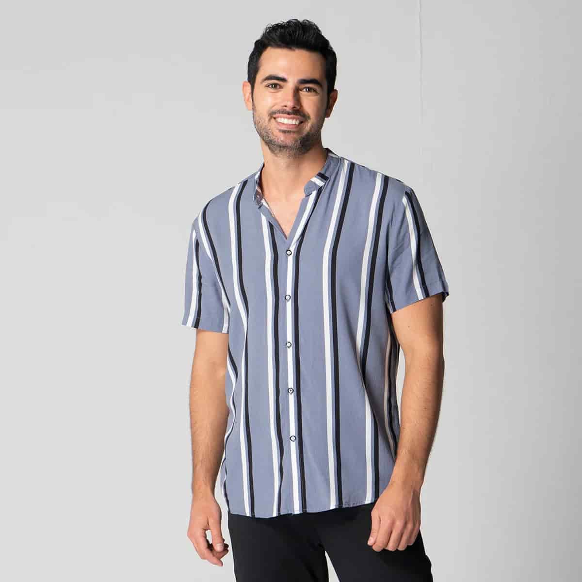 Camisa Rallas Manga Corta Slim Garnica - miniatura 1