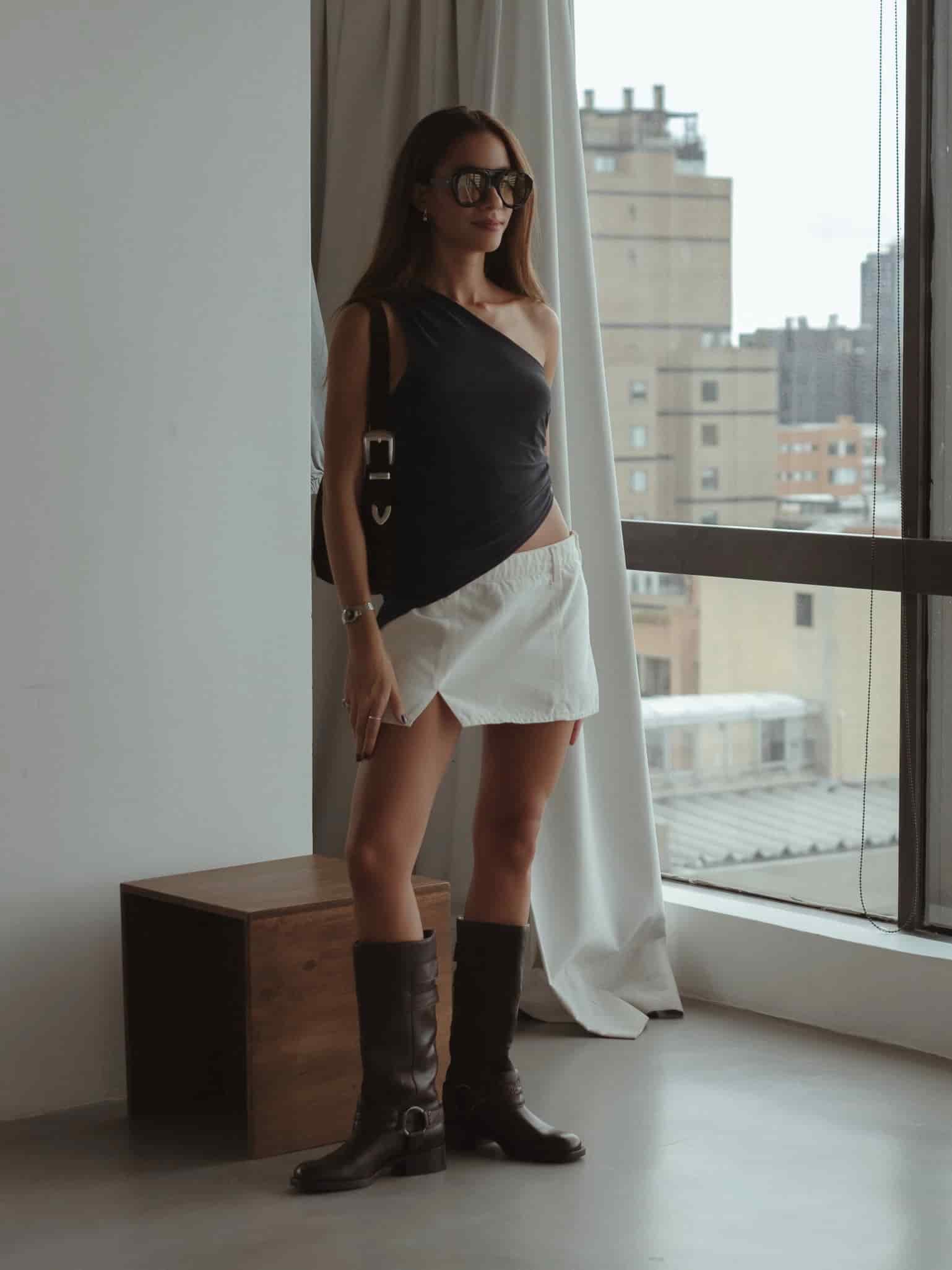 DENIM MINI SKIRT - SOFT WHITE - miniatura 6