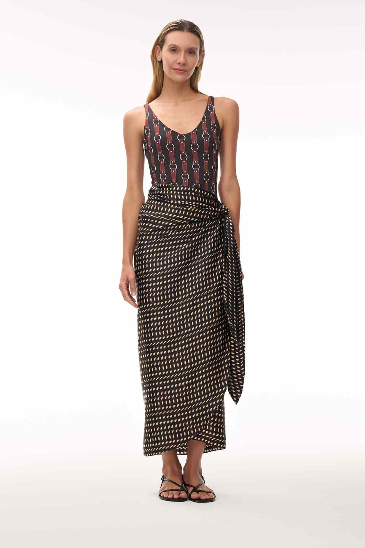 Mapara Satin Silk Skirt / Black & Ivory Seeds - miniatura 2