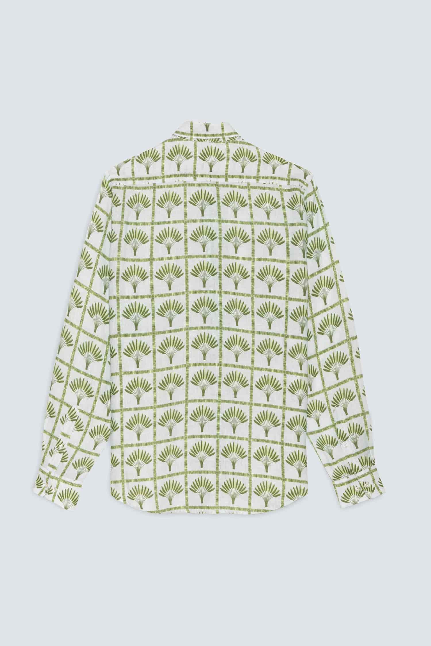Men's linen shirt green palmar - miniatura 2