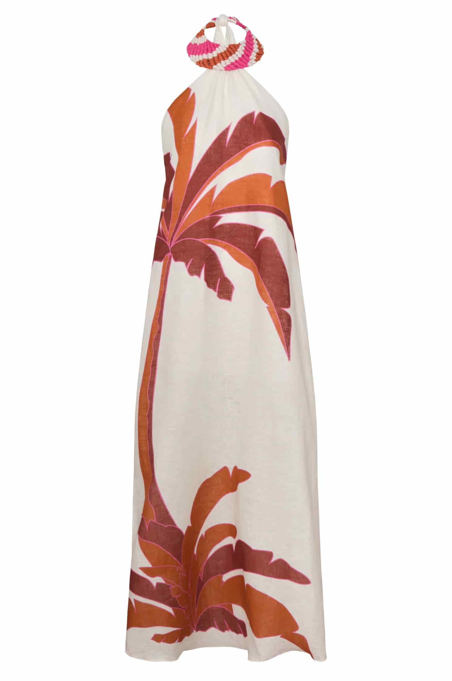 Ipanema Linen Maxi Dress / Fuchsia Palm - miniatura 1