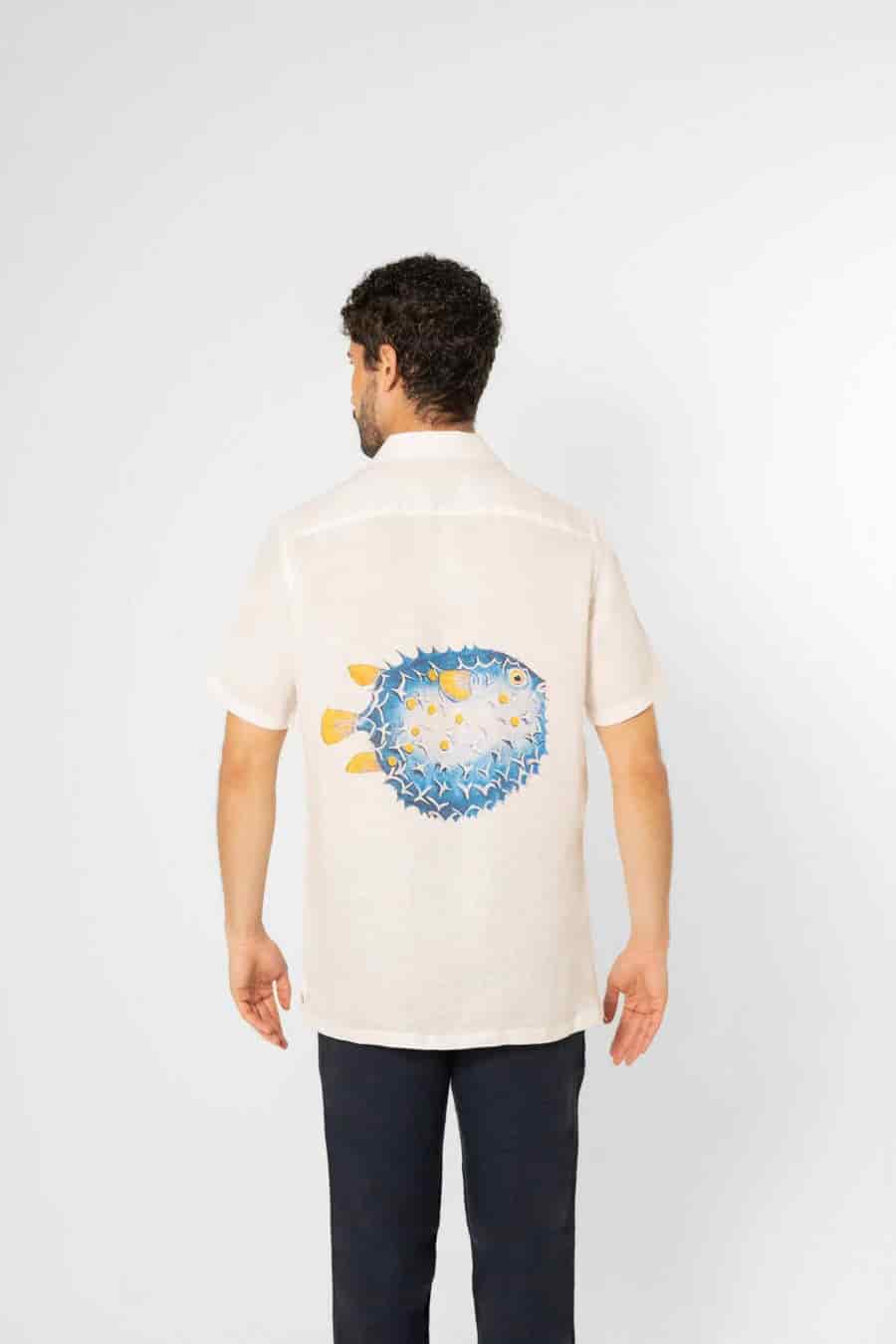 Men's linen shirt puffer fish - miniatura 5