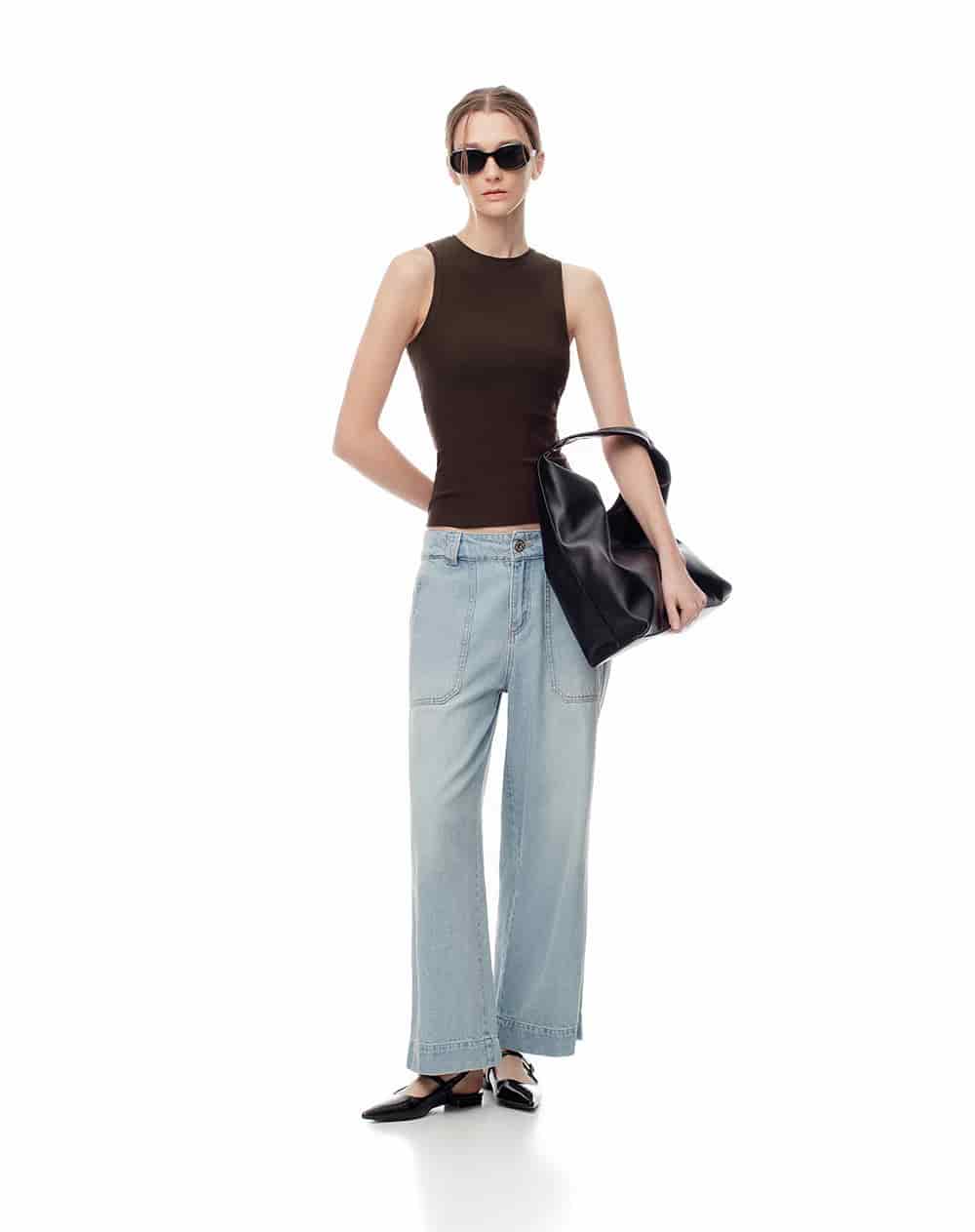 Camiseta esqueleto slim rib algodón chocolate mujer - miniatura 5