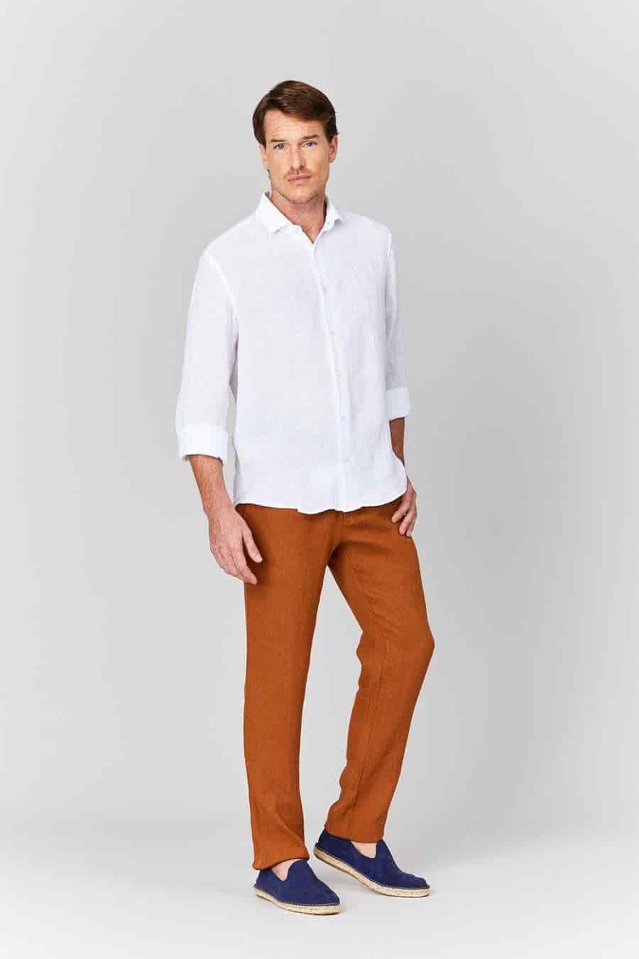 men’s linen shirt white - miniatura 4