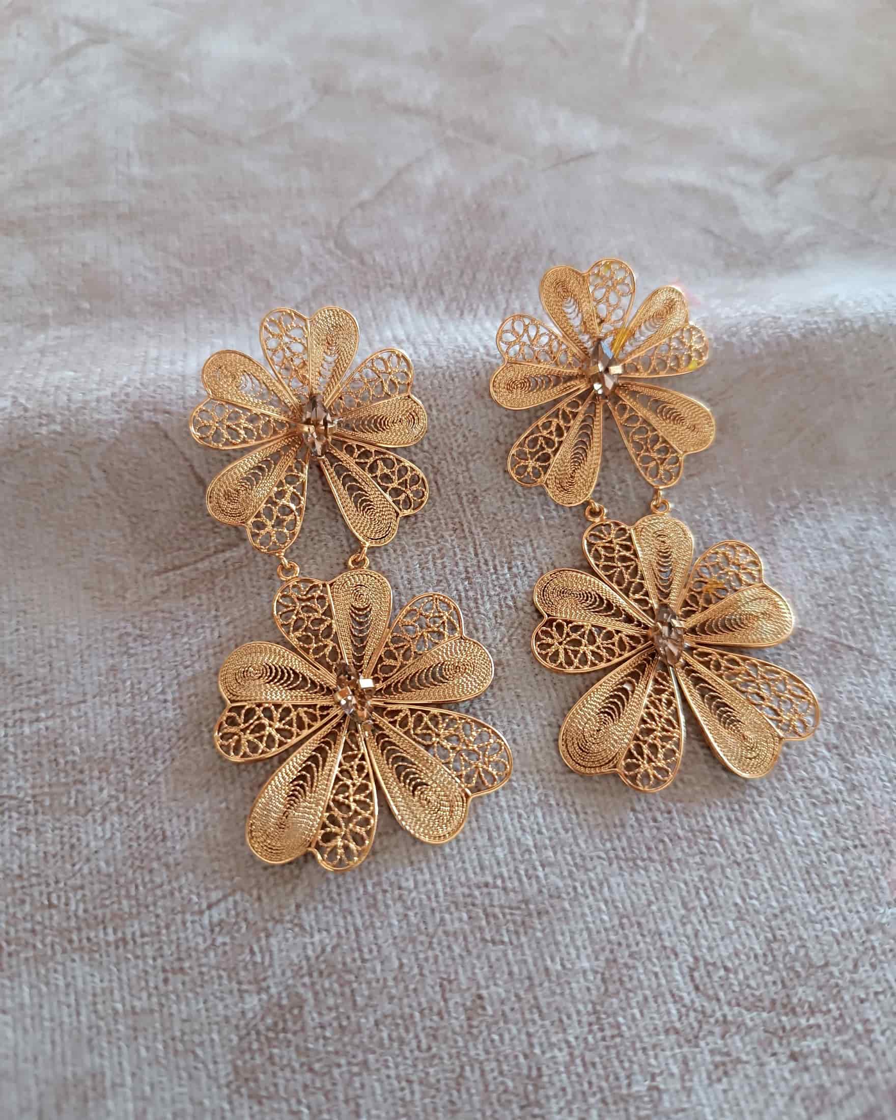 Aretes doble flor Chiara - miniatura 4