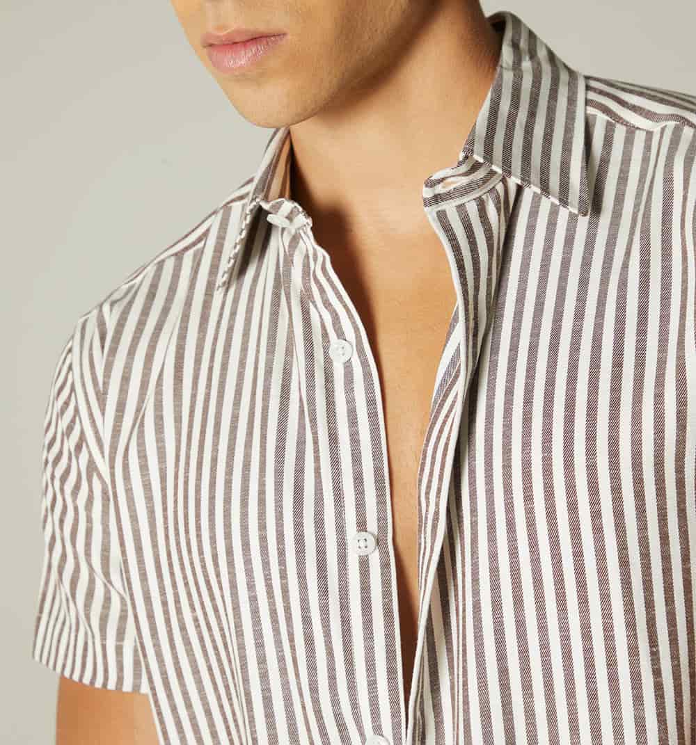 Camisa para hombre de rayas manga corta - miniatura 7