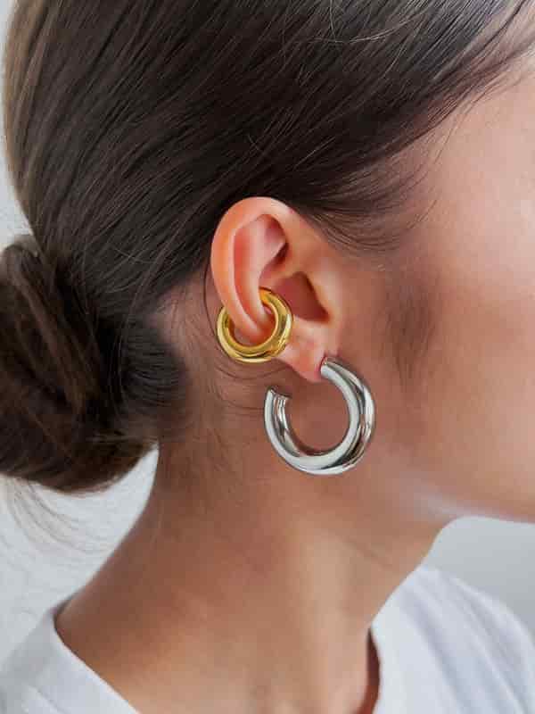 Combo MENIK HOOPS + EXTRA CHUNKY EARCUFF - miniatura 2