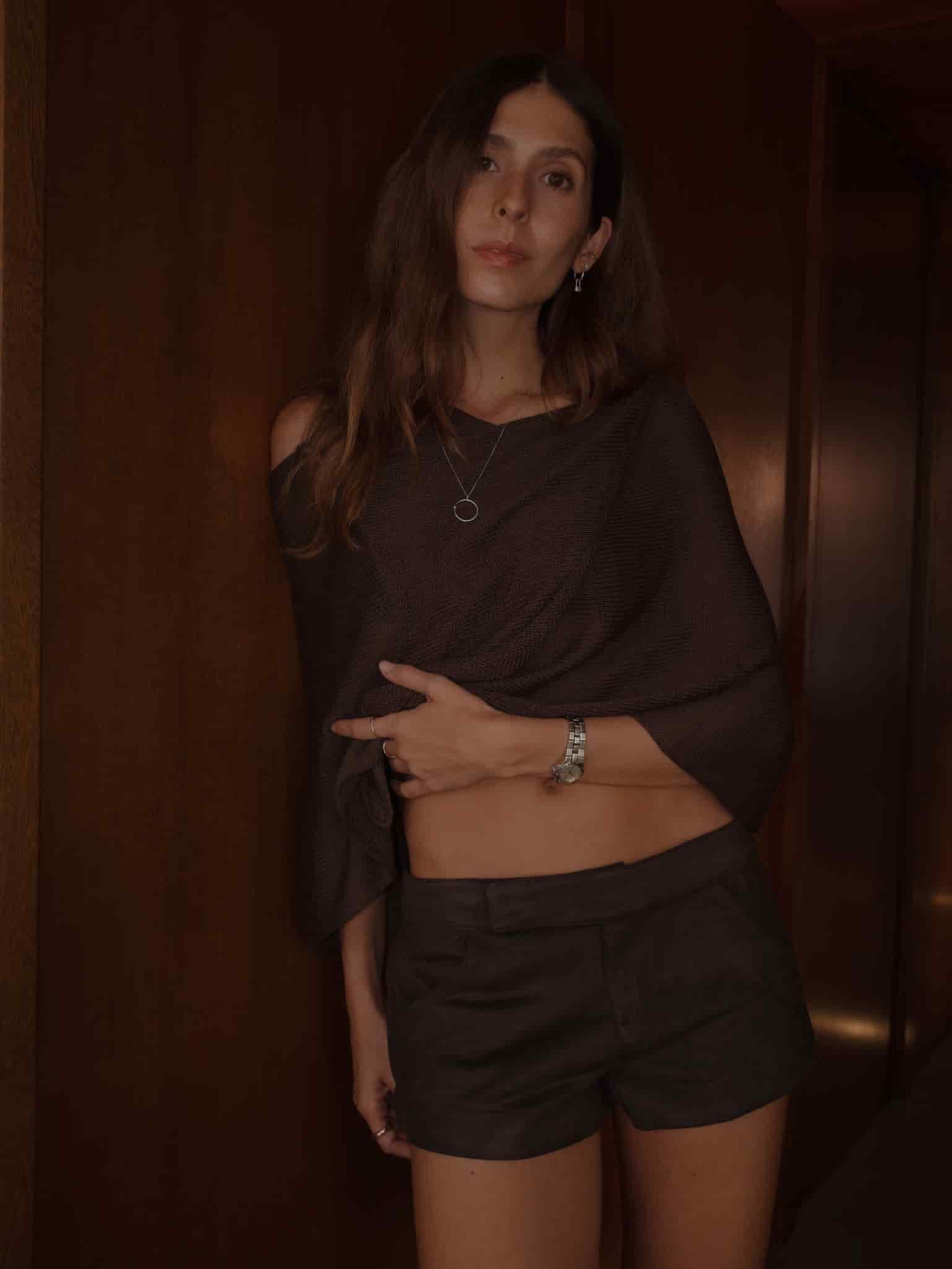 KNIT PONCHO - ESPRESSO - miniatura 4