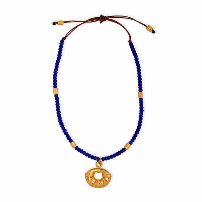 Pulsera Cristal Checo Mini Azul Rey y Dije Mini Nariguera Calima - miniatura 1