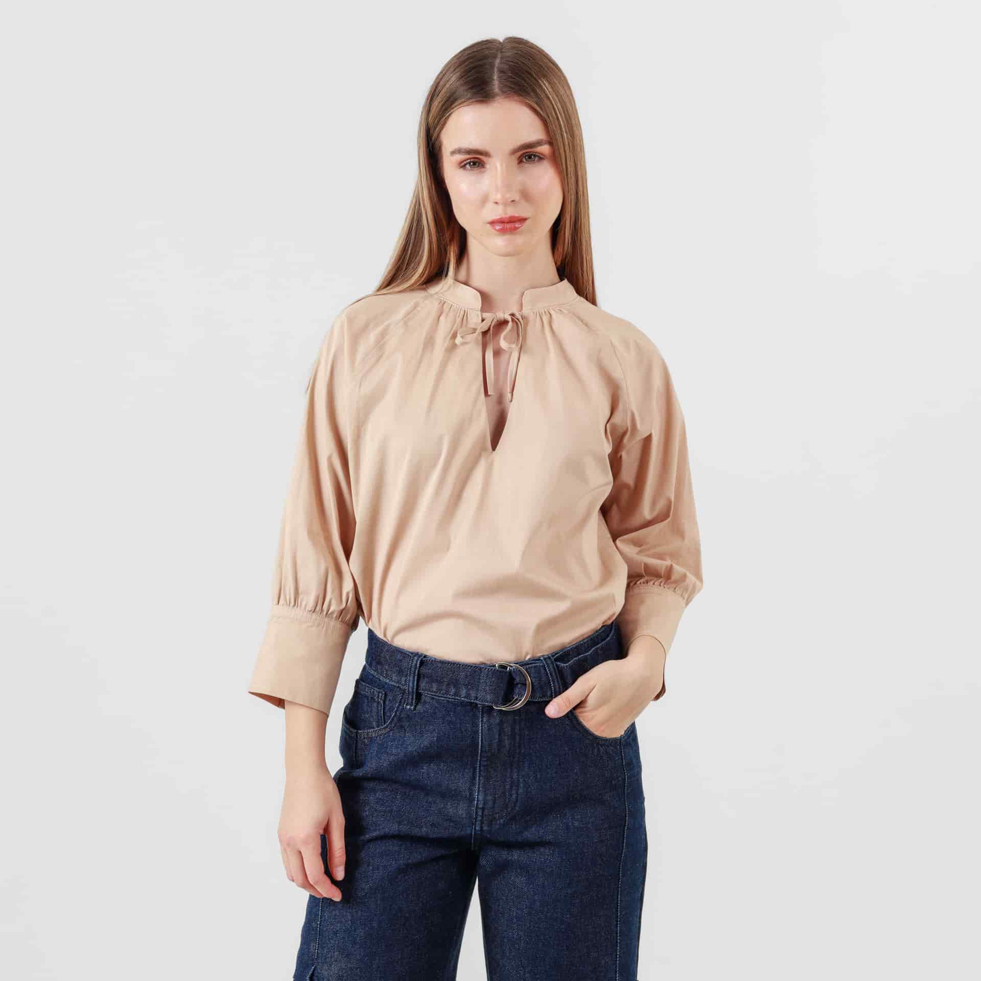 Blusa Cuello V Neru Manga 3Cuartos - miniatura 2