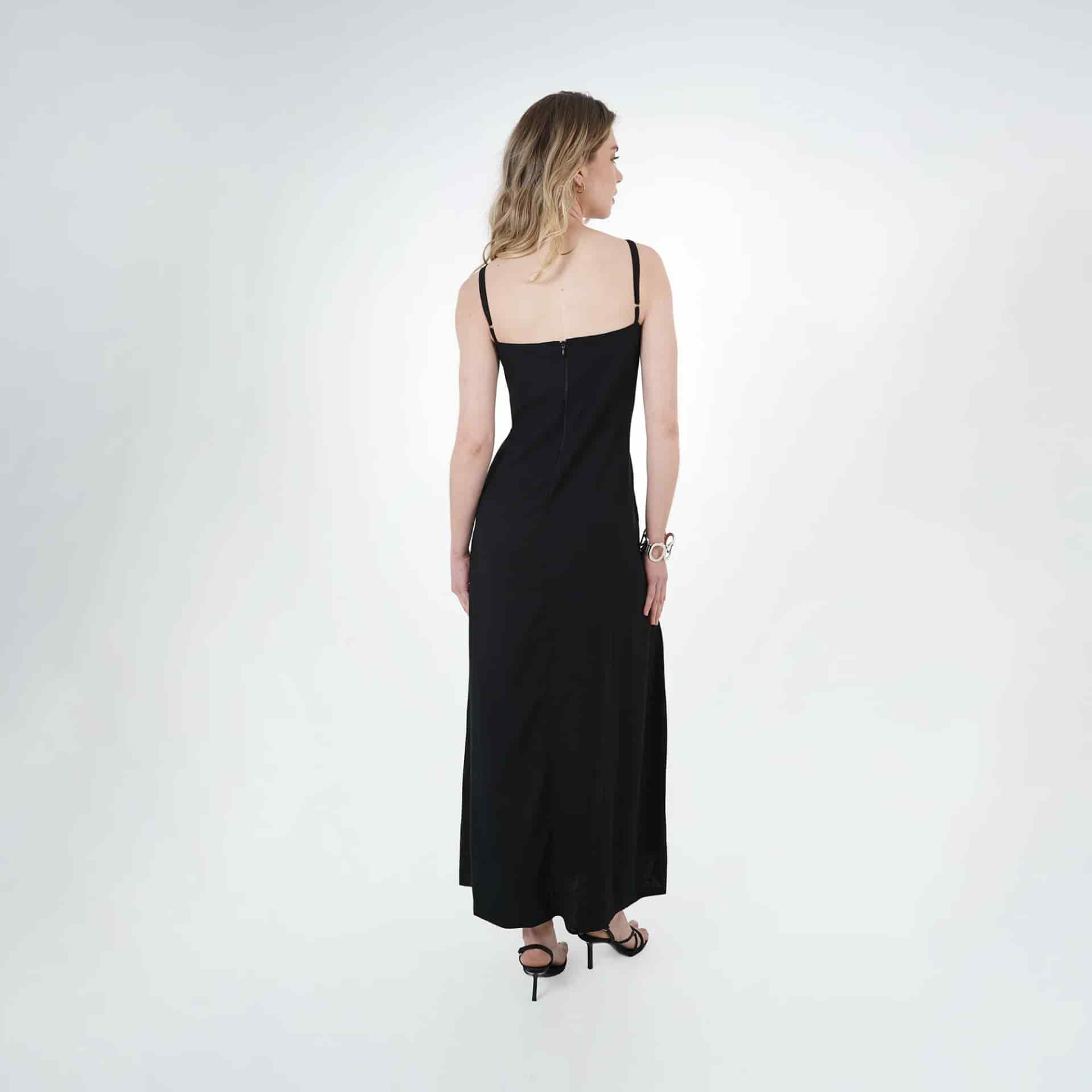 Vestido largo escote en v con grabado floral - miniatura 4
