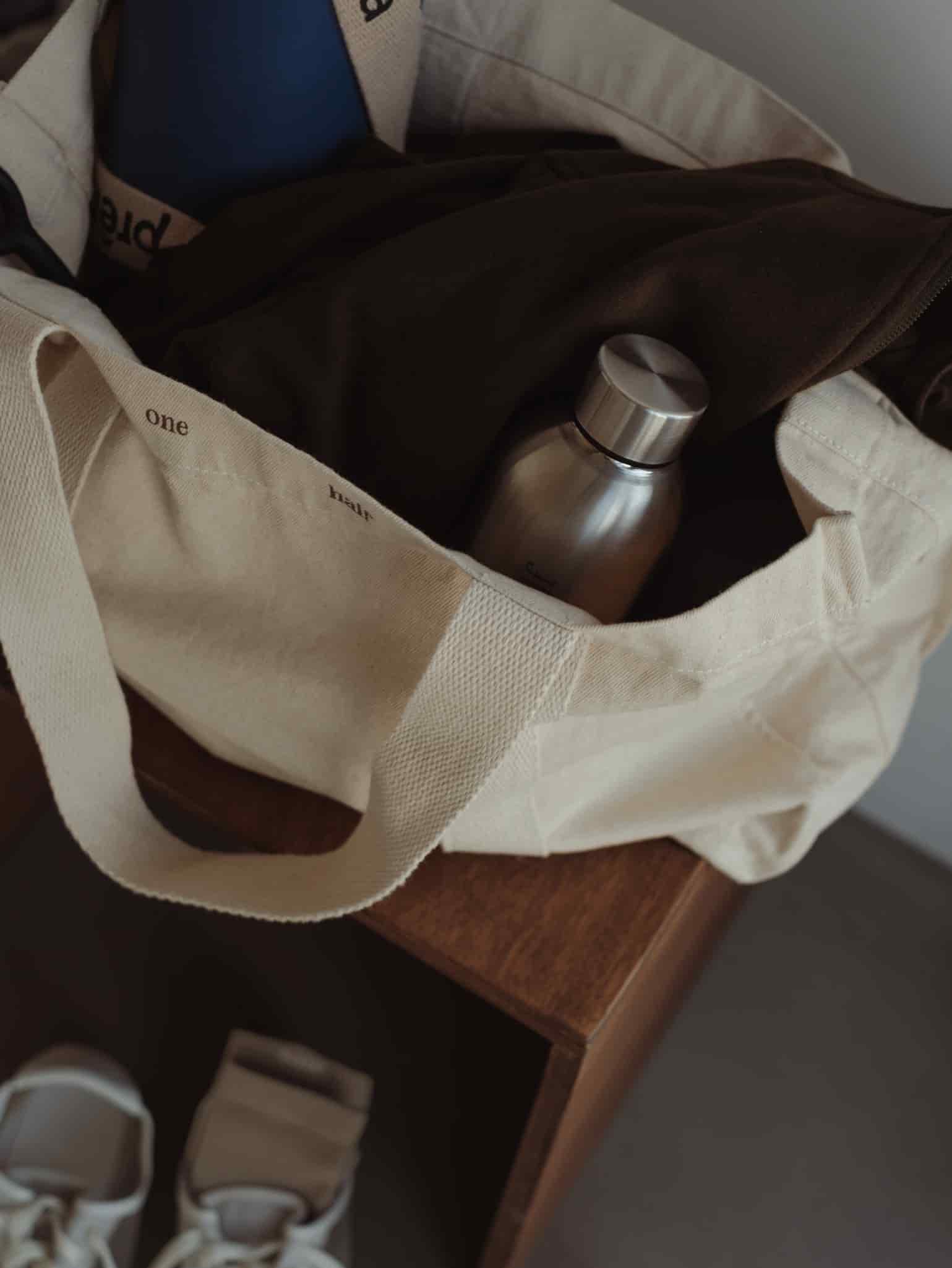 CONTRAST DENIM TOTE BAG - NATURAL - miniatura 6