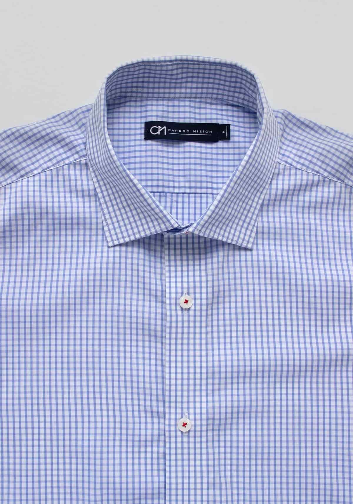 Camisa Popelín Cuadro Ventana Algodón Azul Claro - miniatura 2