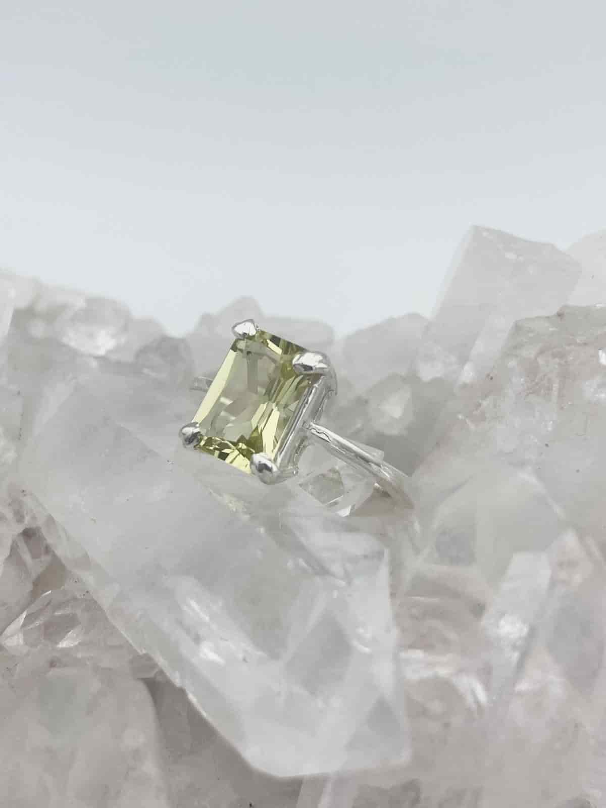 Anillo Cuarzo Limón rectangular - miniatura 1