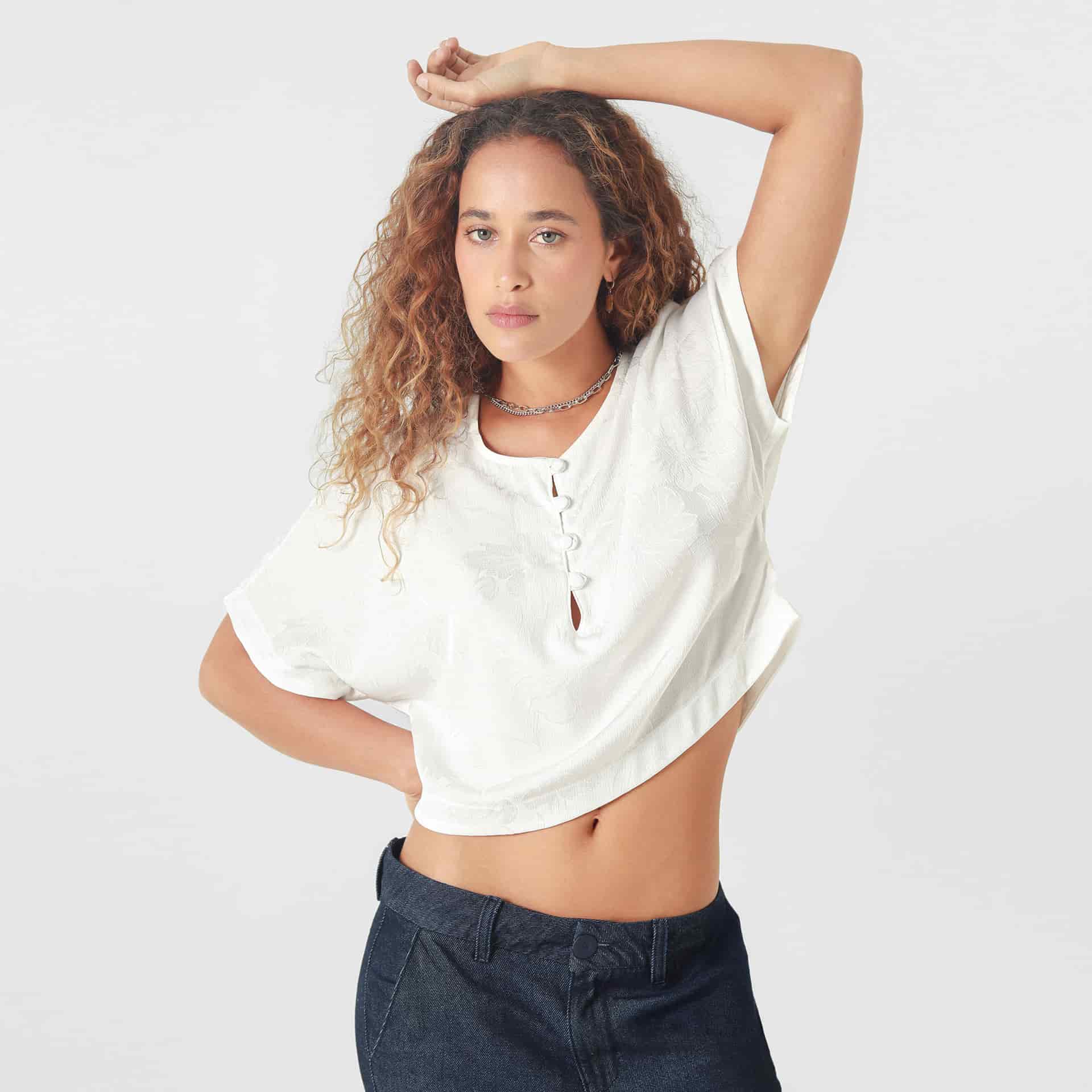 Blusa Cuello Redondo Manga Corta - miniatura 1