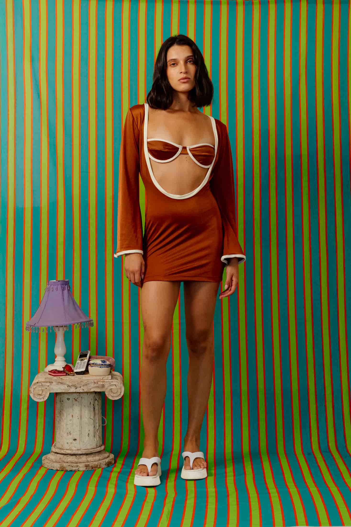 Lallywood Dress In Brown - miniatura 1
