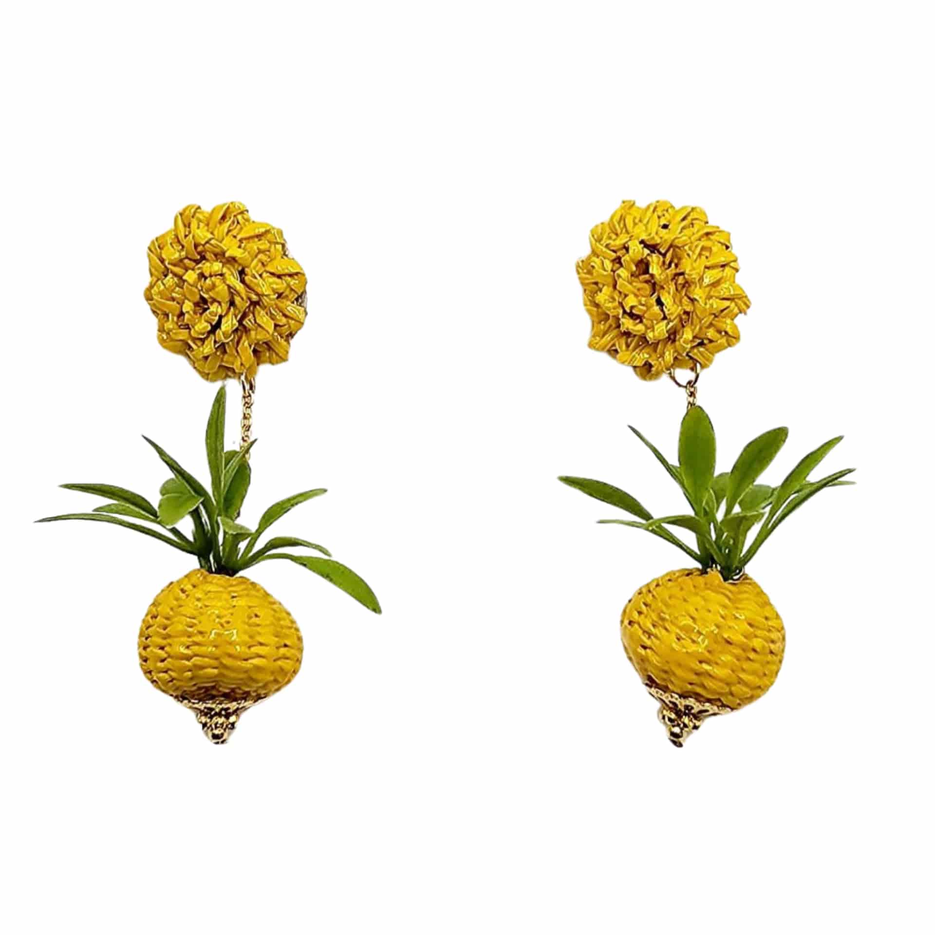 Golden Pineapple Drop Earrings - miniatura 2